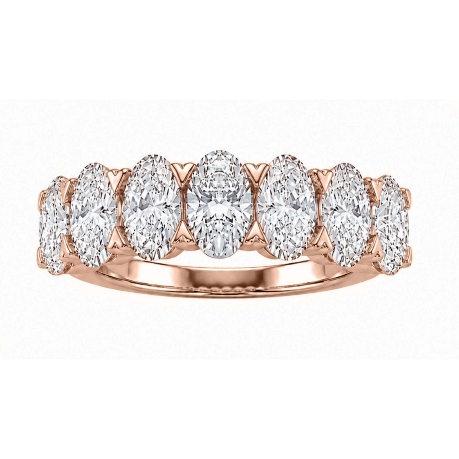 2.00 -3.00 Carat T.W. Oval-cut Lab Grown Diamond (F/VS+) 14K Gold 7 Stone Band Ring