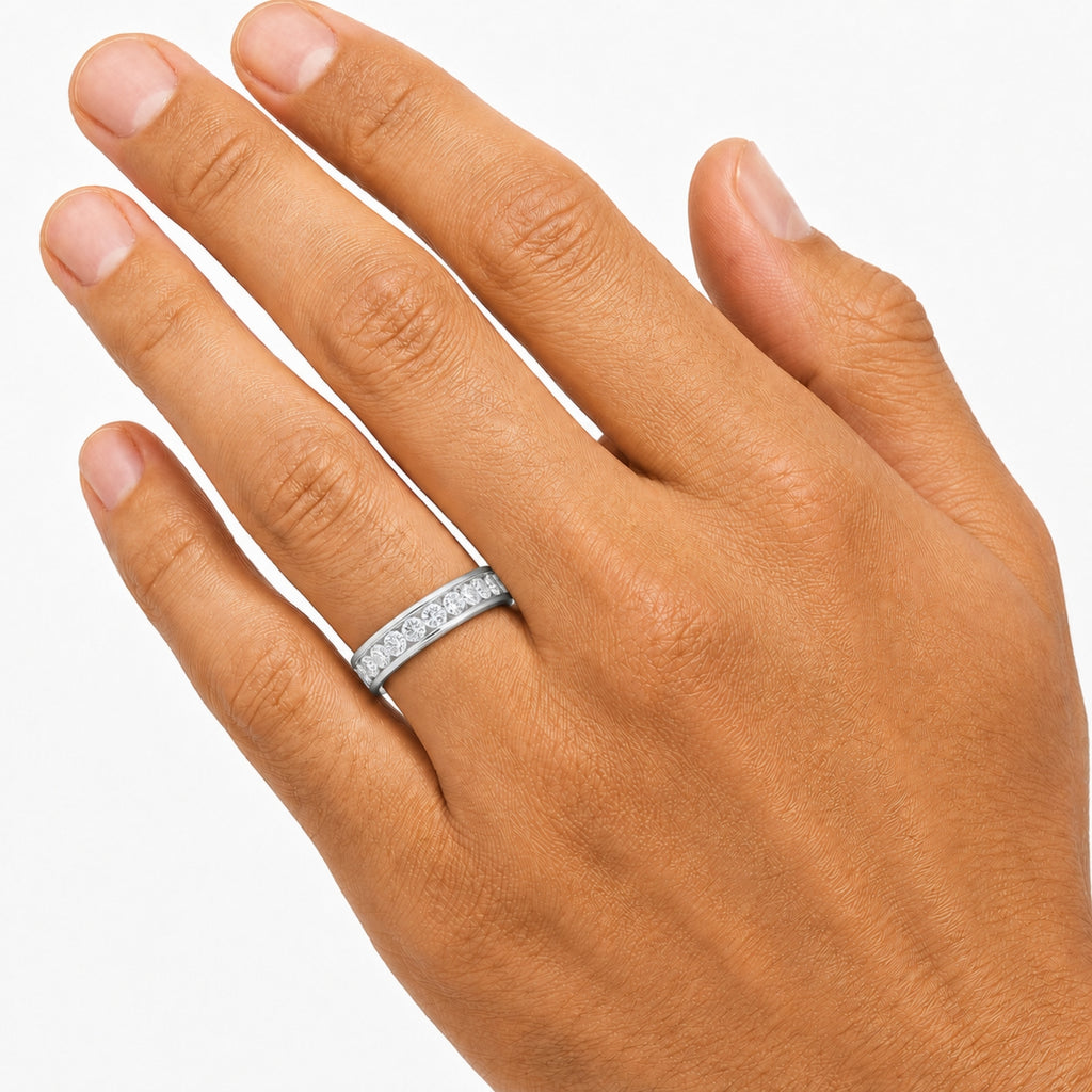 Diamonair Lab Grown Diamond (F/VS+) 1.00 carat Round cut Sterling Silver Ring - Sterling Silver | Gold over Silver