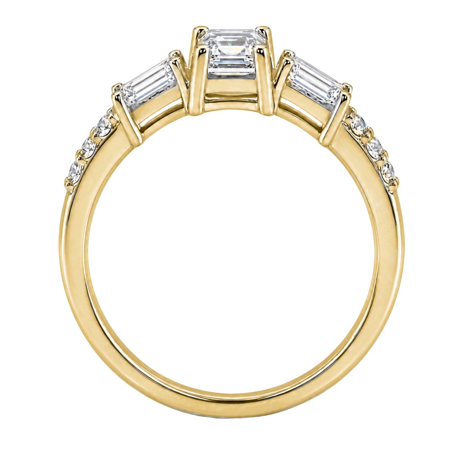1.00 Carat T.W. Baguette, Emerald and Round-cut Lab Grown Diamond (F/VS+) 14K Gold Fashion Ring