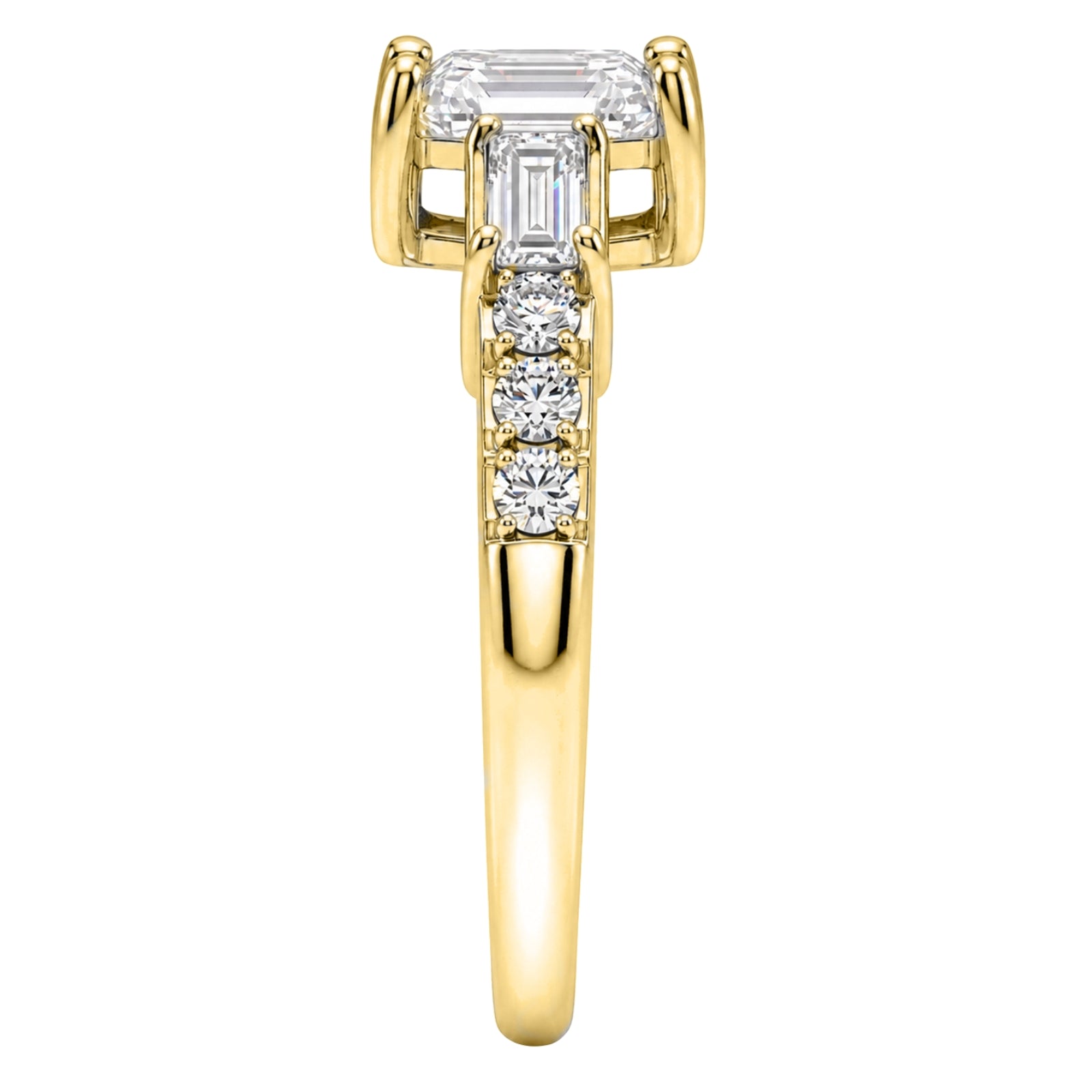 1.00 Carat T.W. Baguette, Emerald and Round-cut Lab Grown Diamond (F/VS+) 14K Gold Fashion Ring