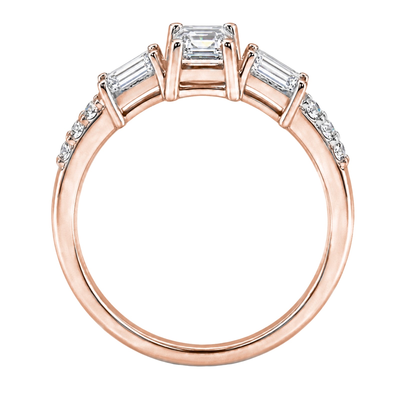 1.00 Carat T.W. Baguette, Emerald and Round-cut Lab Grown Diamond (F/VS+) 14K Gold Fashion Ring
