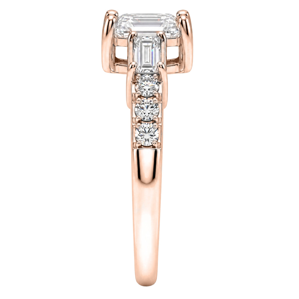 1.00 Carat T.W. Baguette, Emerald and Round-cut Lab Grown Diamond (F/VS+) 14K Gold Fashion Ring