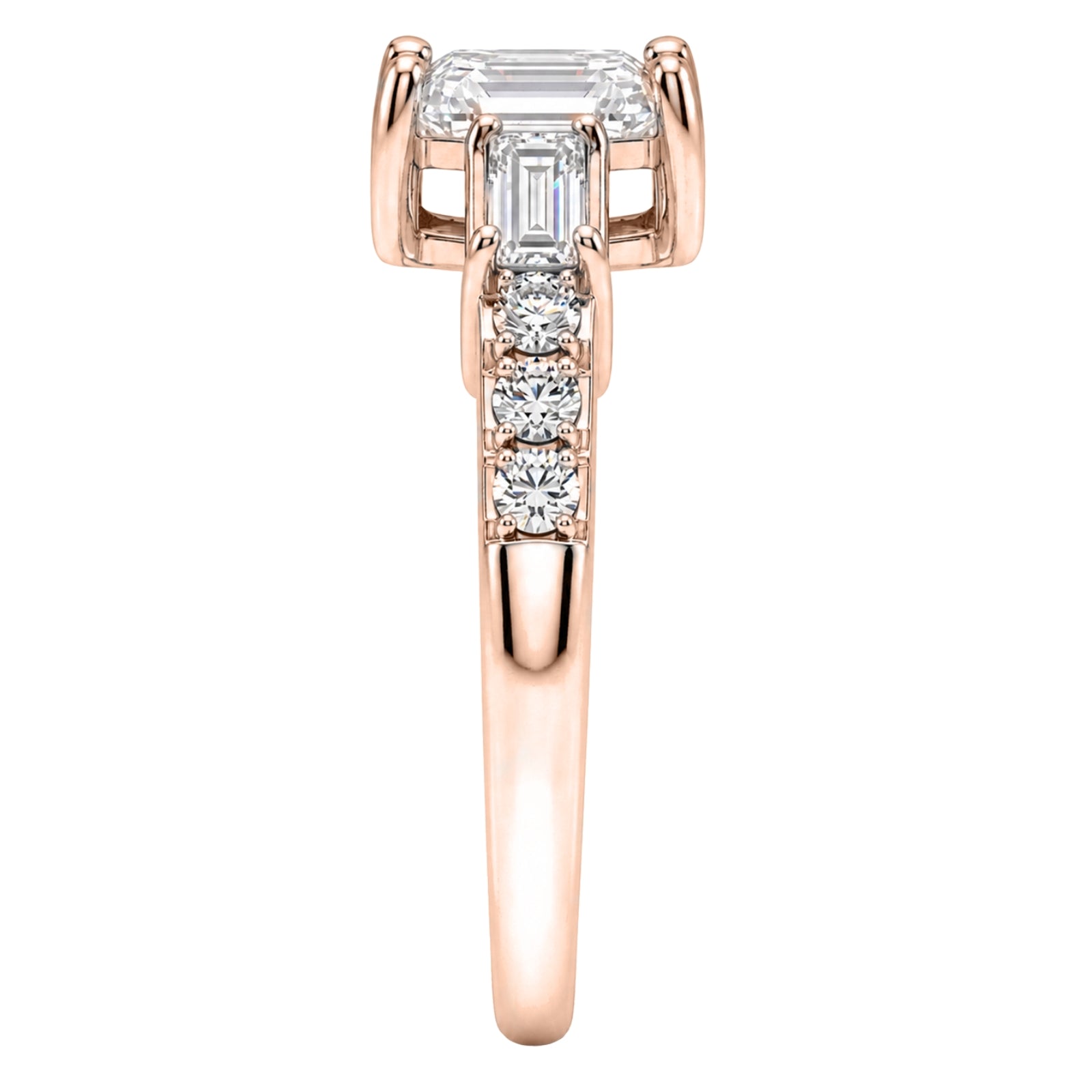 1.00 Carat T.W. Baguette, Emerald and Round-cut Lab Grown Diamond (F/VS+) 14K Gold Fashion Ring
