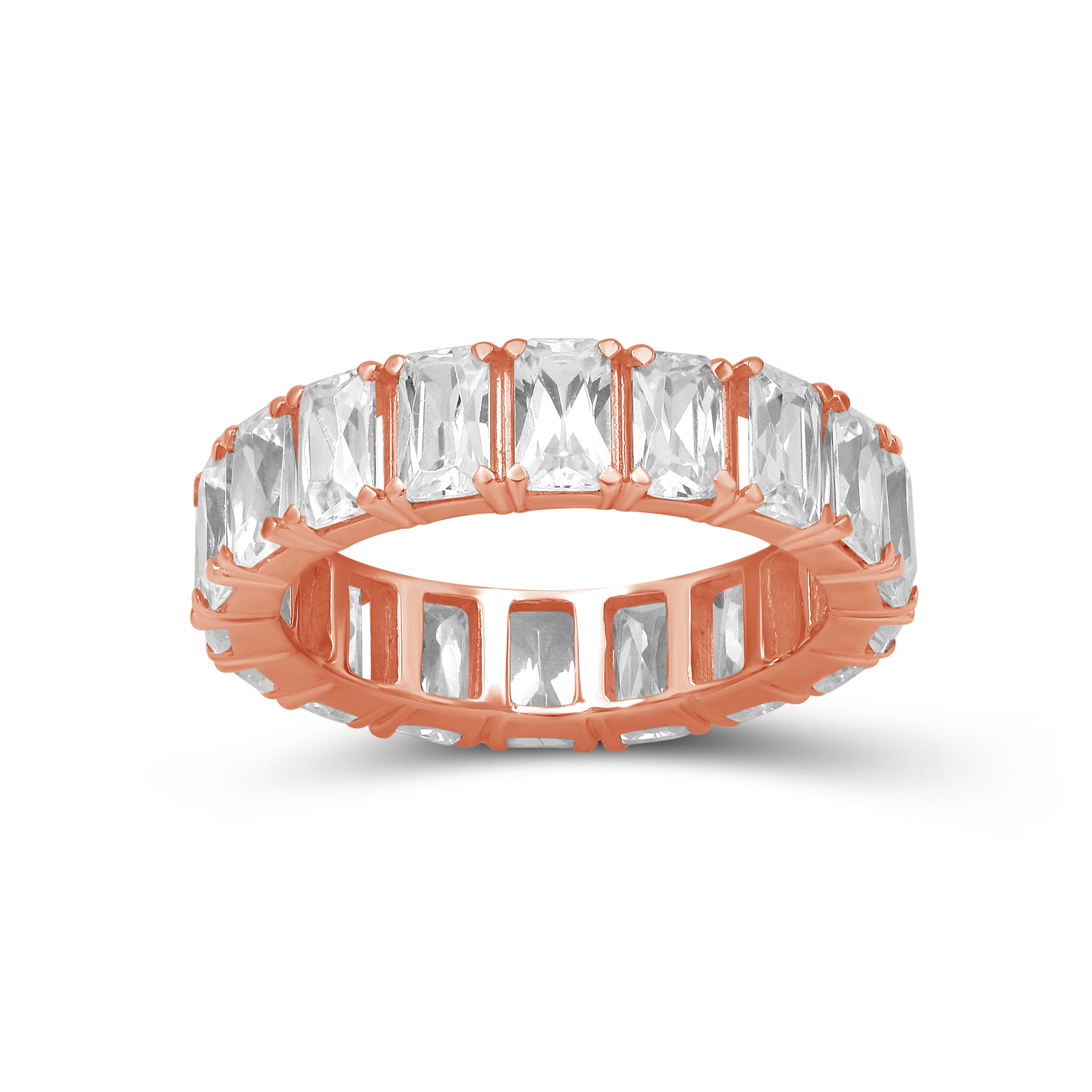 5.00 - 7.00 Carat T.W. Emerald-cut Lab Grown Diamond (F/VS+) 14K Gold Eternity Band Ring