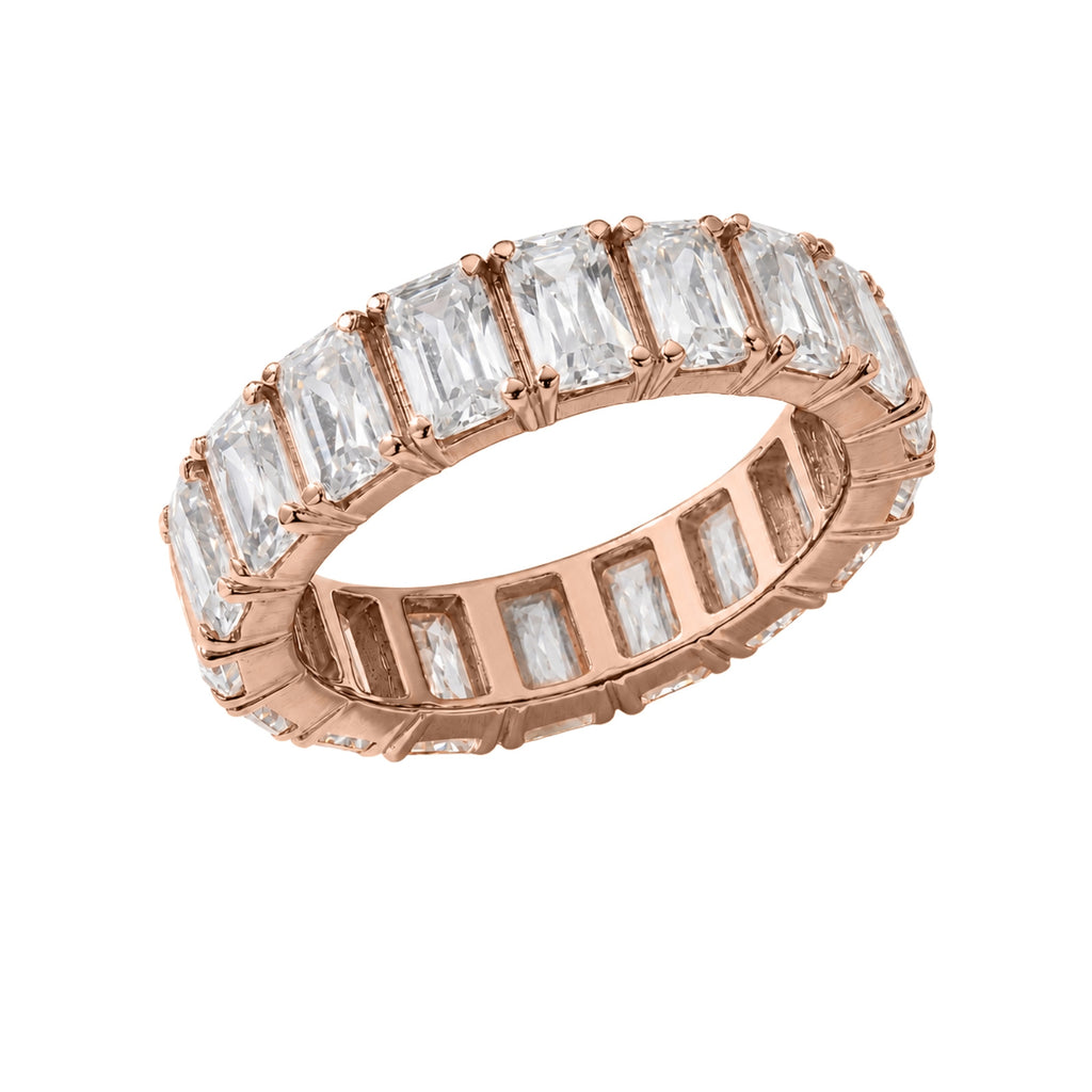 5.00 - 7.00 Carat T.W. Emerald-cut Lab Grown Diamond (F/VS+) 14K Gold Eternity Band Ring