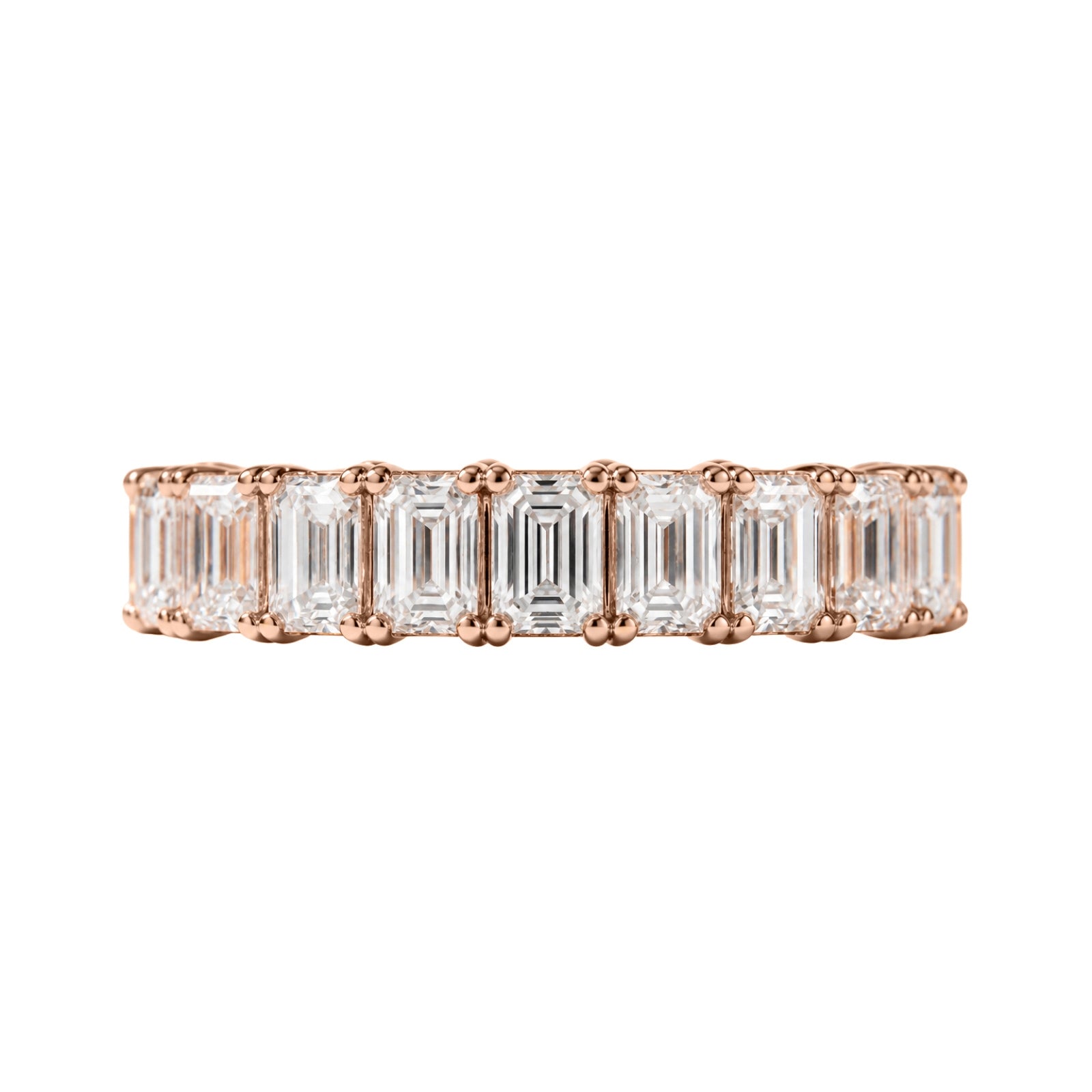 5.00 - 7.00 Carat T.W. Emerald-cut Lab Grown Diamond (F/VS+) 14K Gold Eternity Band Ring