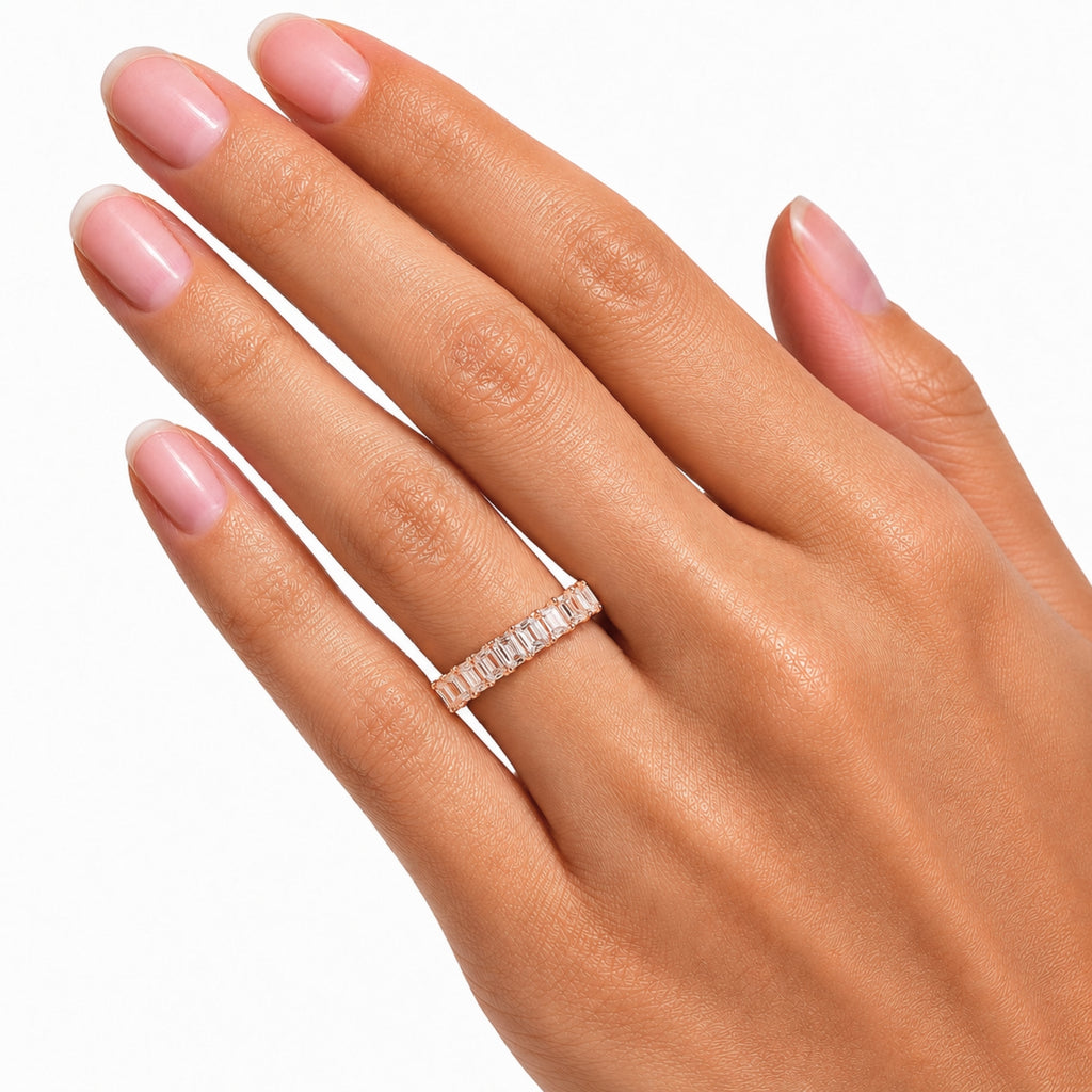 5.00 - 7.00 Carat T.W. Emerald-cut Lab Grown Diamond (F/VS+) 14K Gold Eternity Band Ring