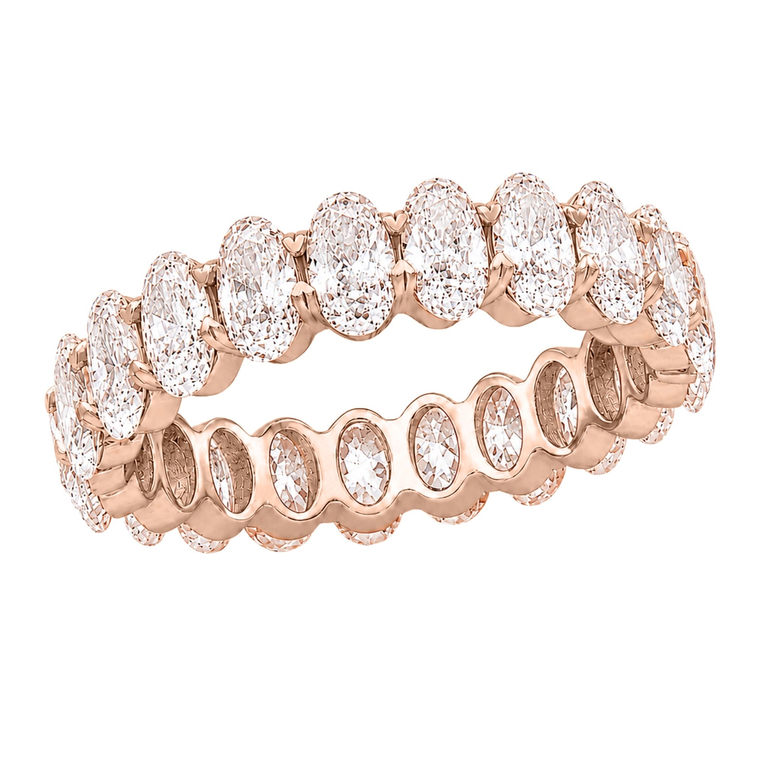 5.00 - 7.00 Carat T.W. Oval-cut Lab Grown Diamond (F/VS+) 14K Gold Eternity Band Ring