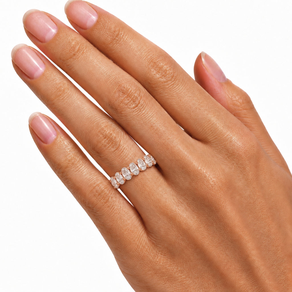 5.00 - 7.00 Carat T.W. Oval-cut Lab Grown Diamond (F/VS+) 14K Gold Eternity Band Ring