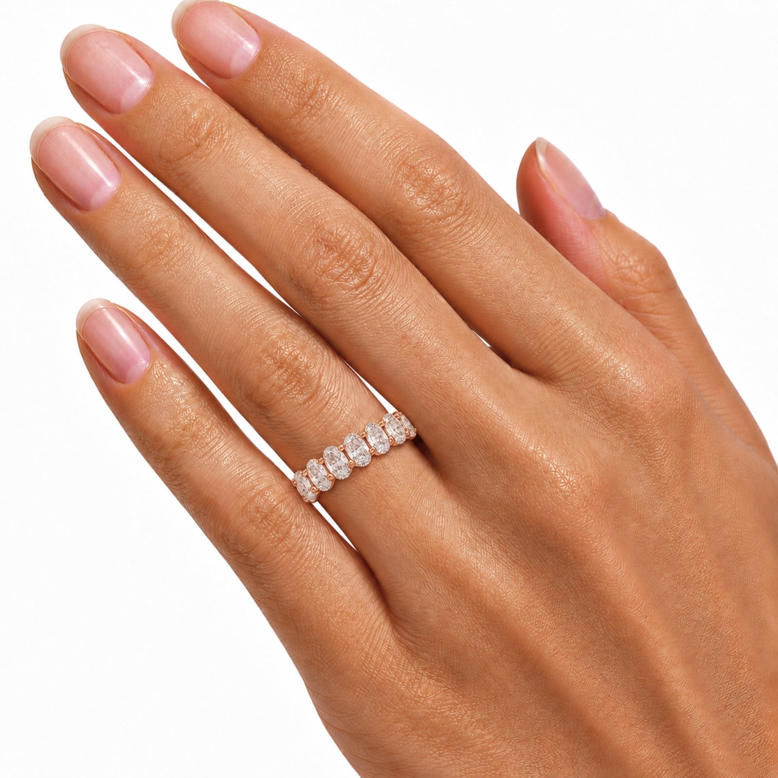5.00 - 7.00 Carat T.W. Oval-cut Lab Grown Diamond (F/VS+) 14K Gold Eternity Band Ring