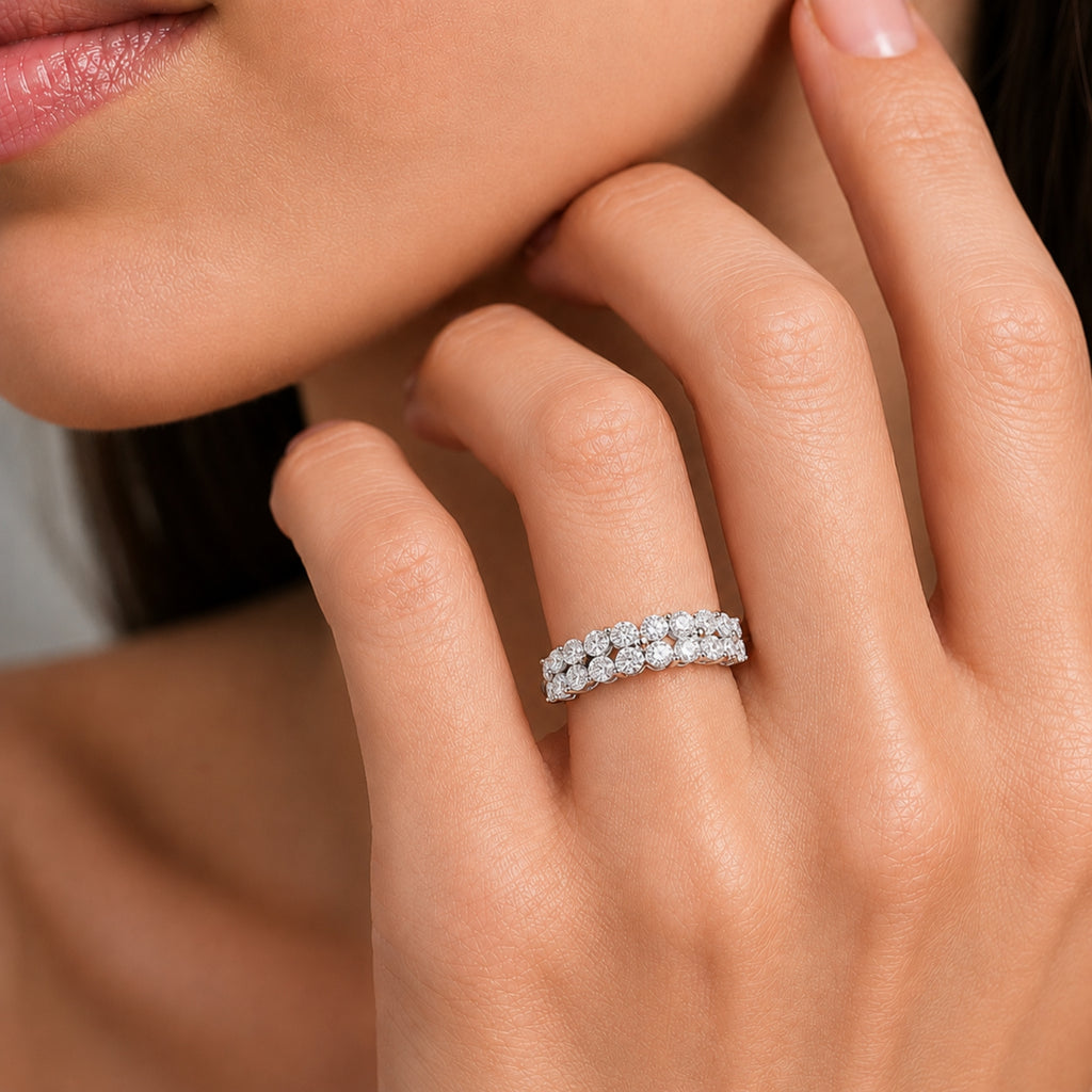 Diamonair Lab Grown Diamond (F/VS+) 1.00 carat Round cut Sterling Silver Ring - Sterling Silver