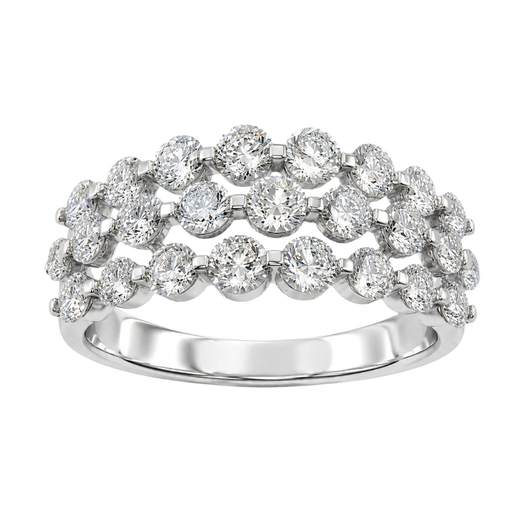 Diamonair Lab Grown Diamond (F/VS+) 2.00 carat Round cut Sterling Silver Ring - Sterling Silver | Gold over Silver