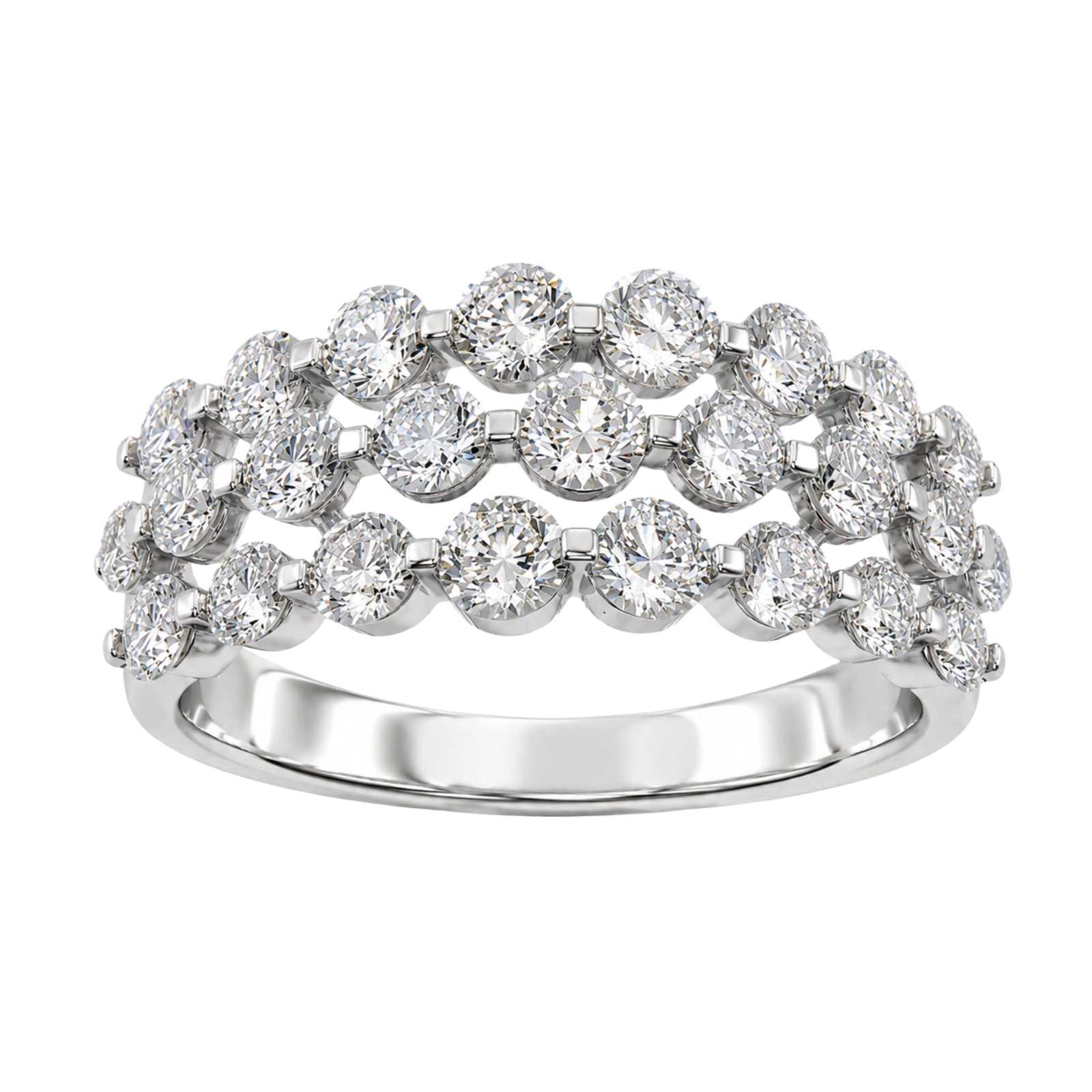 Diamonair Lab Grown Diamond (F/VS+) 2.00 carat Round cut Sterling Silver Ring - Sterling Silver | Gold over Silver