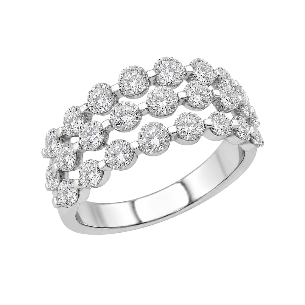 Diamonair Lab Grown Diamond (F/VS+) 2.00 carat Round cut Sterling Silver Ring - Sterling Silver | Gold over Silver
