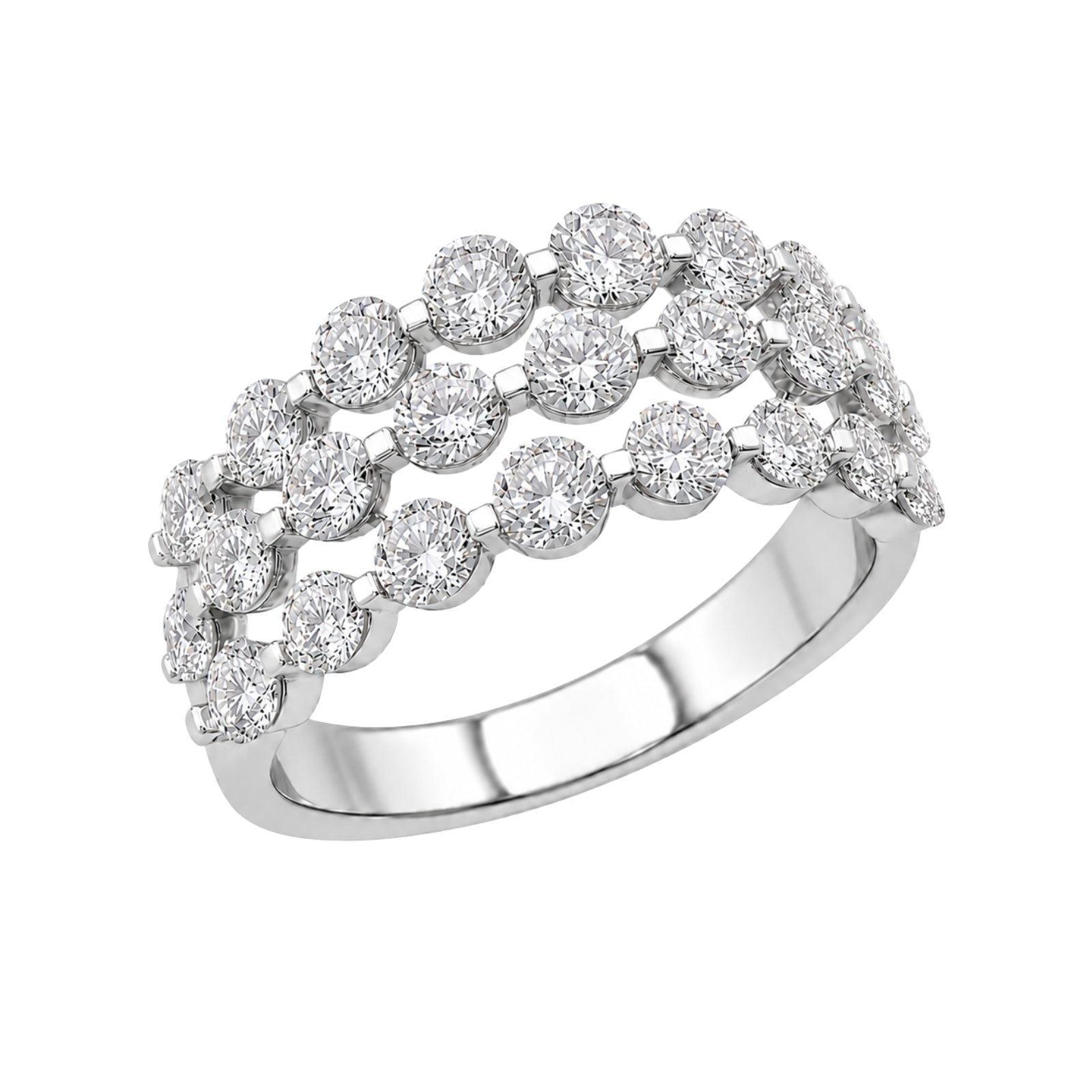Diamonair Lab Grown Diamond (F/VS+) 2.00 carat Round cut Sterling Silver Ring - Sterling Silver | Gold over Silver