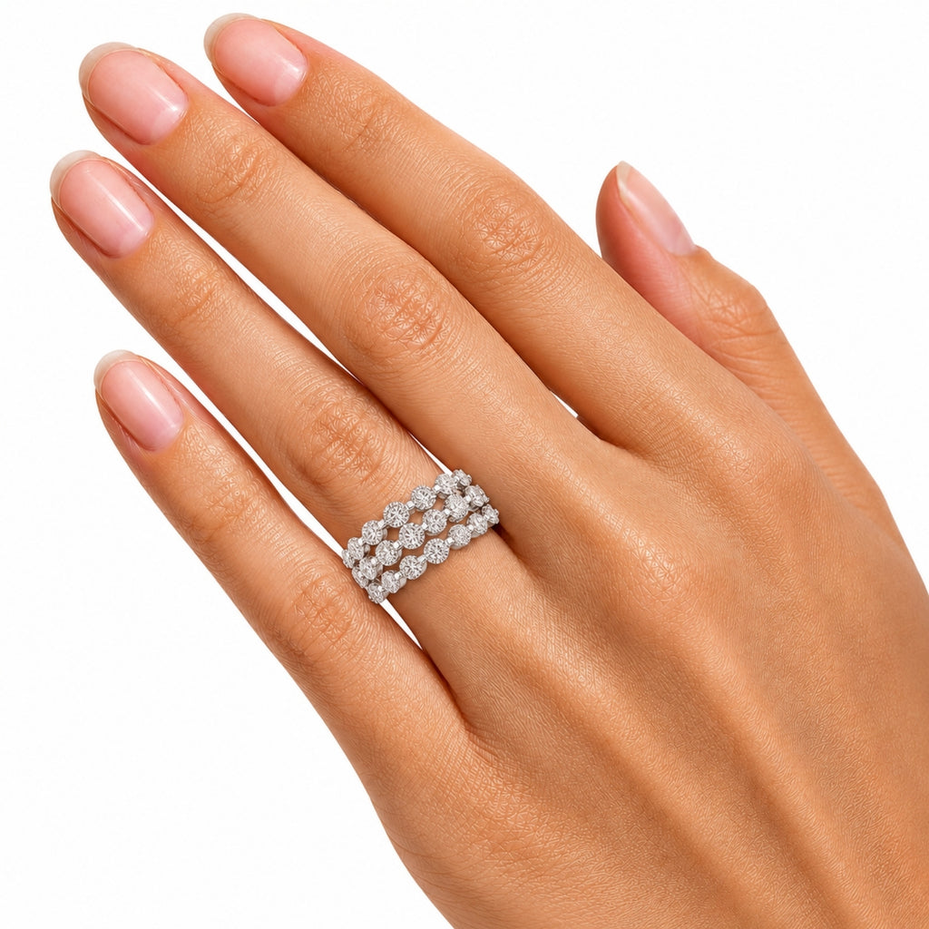 Diamonair Lab Grown Diamond (F/VS+) 2.00 carat Round cut Sterling Silver Ring - Sterling Silver | Gold over Silver