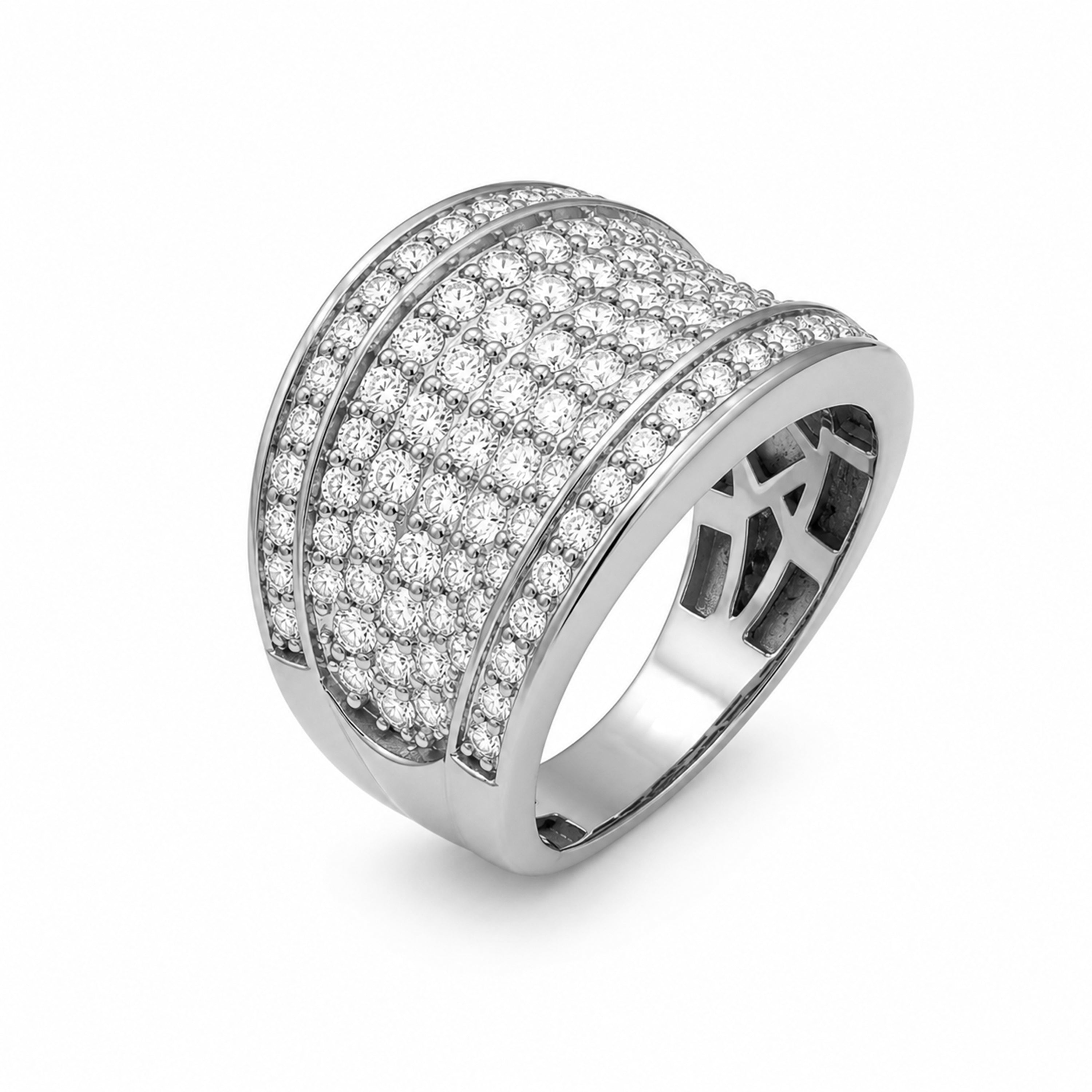 Diamonair Lab Grown Diamond (F/VS+) 2.00 carat Round cut Sterling Silver Statement Ring - Sterling Silver | Gold over Silver