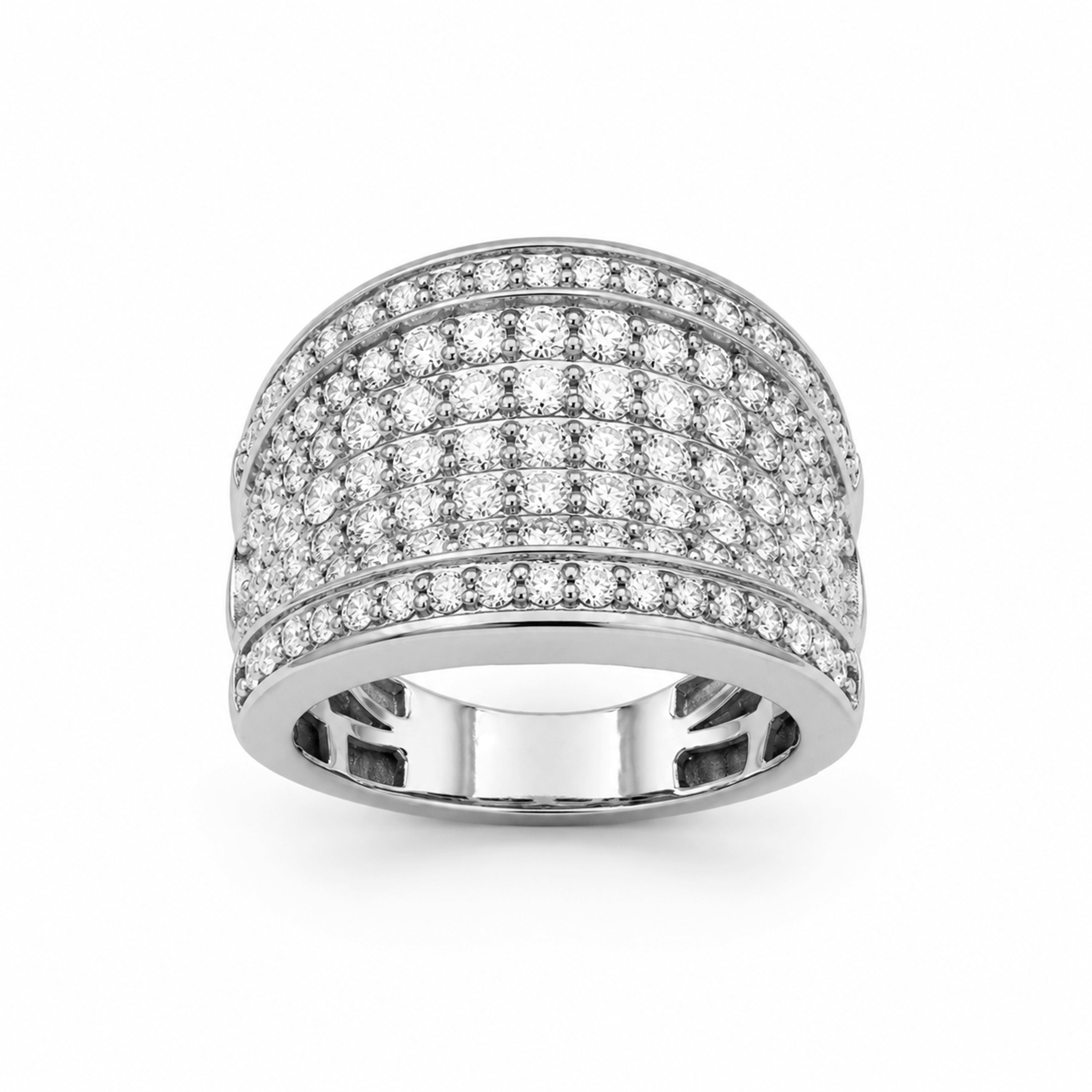 Diamonair Lab Grown Diamond (F/VS+) 2.00 carat Round cut Sterling Silver Statement Ring - Sterling Silver | Gold over Silver