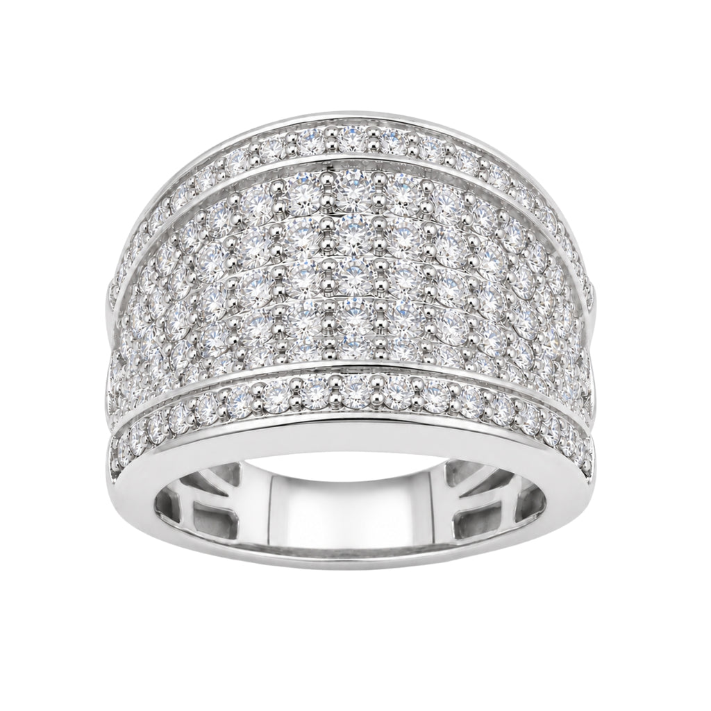 Diamonair Lab Grown Diamond (F/VS+) 2.00 carat Round cut Sterling Silver Statement Ring - Sterling Silver | Gold over Silver