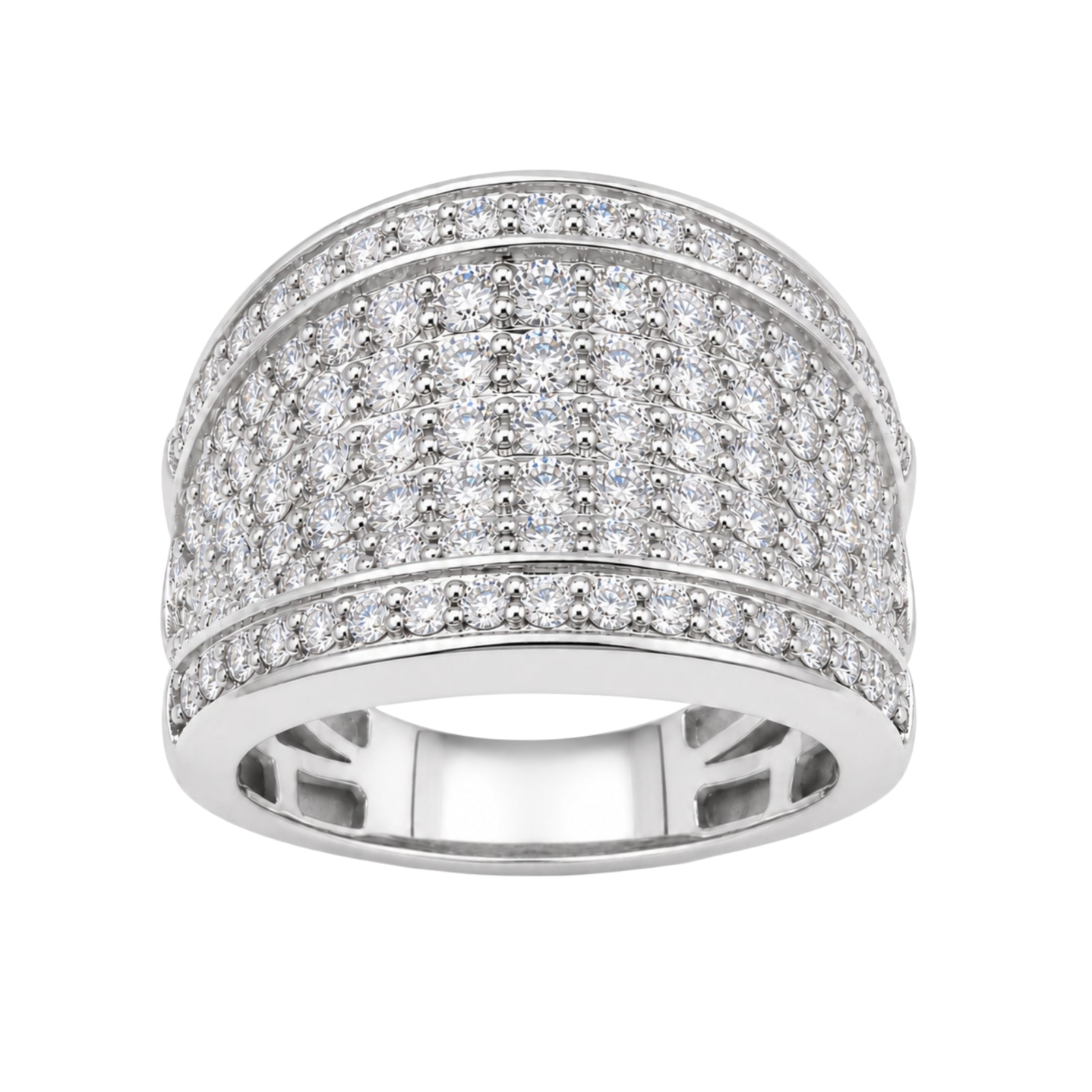 Diamonair Lab Grown Diamond (F/VS+) 2.00 carat Round cut Sterling Silver Statement Ring - Sterling Silver | Gold over Silver