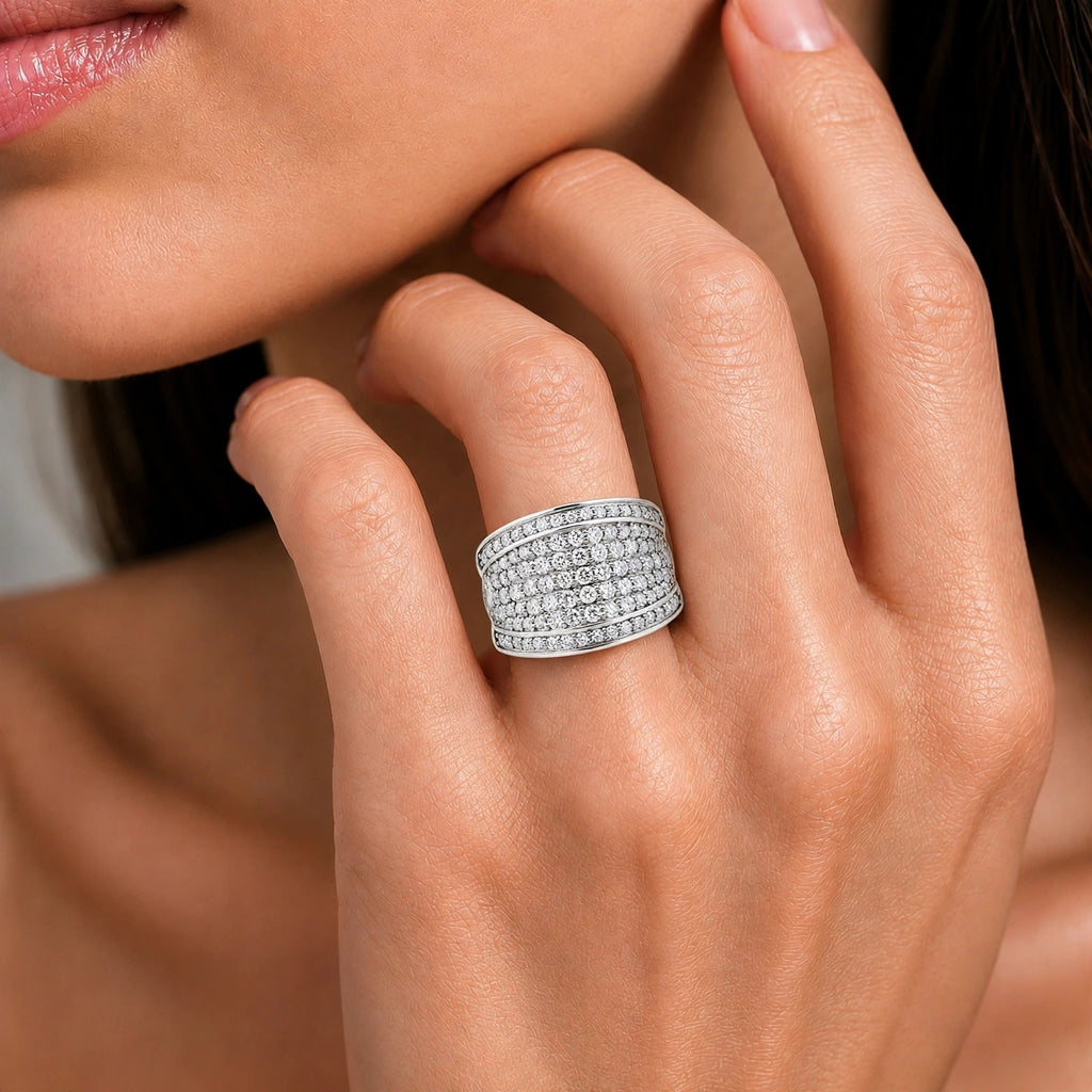 Diamonair Lab Grown Diamond (F/VS+) 2.00 carat Round cut Sterling Silver Statement Ring - Sterling Silver | Gold over Silver