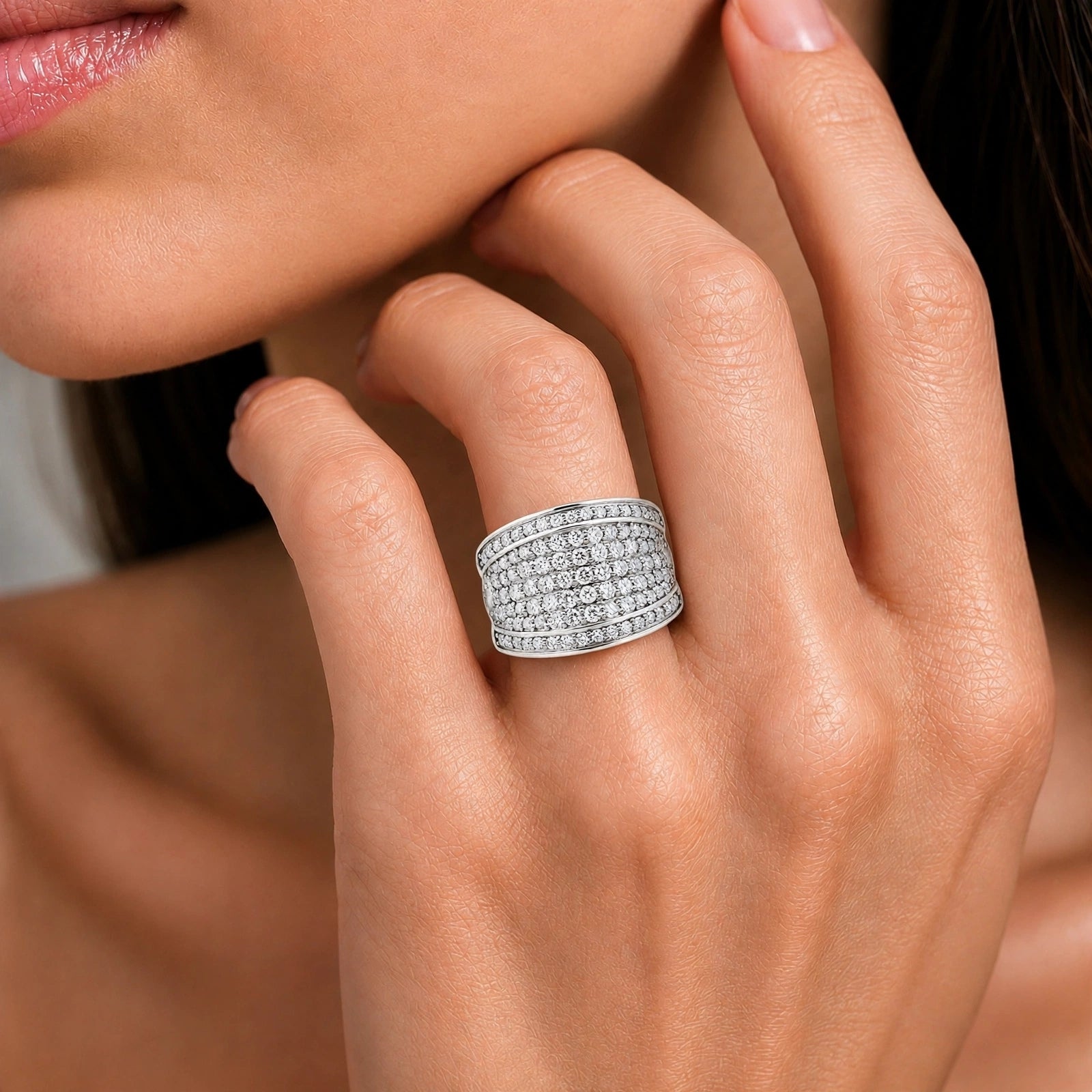 Diamonair Lab Grown Diamond (F/VS+) 2.00 carat Round cut Sterling Silver Statement Ring - Sterling Silver | Gold over Silver