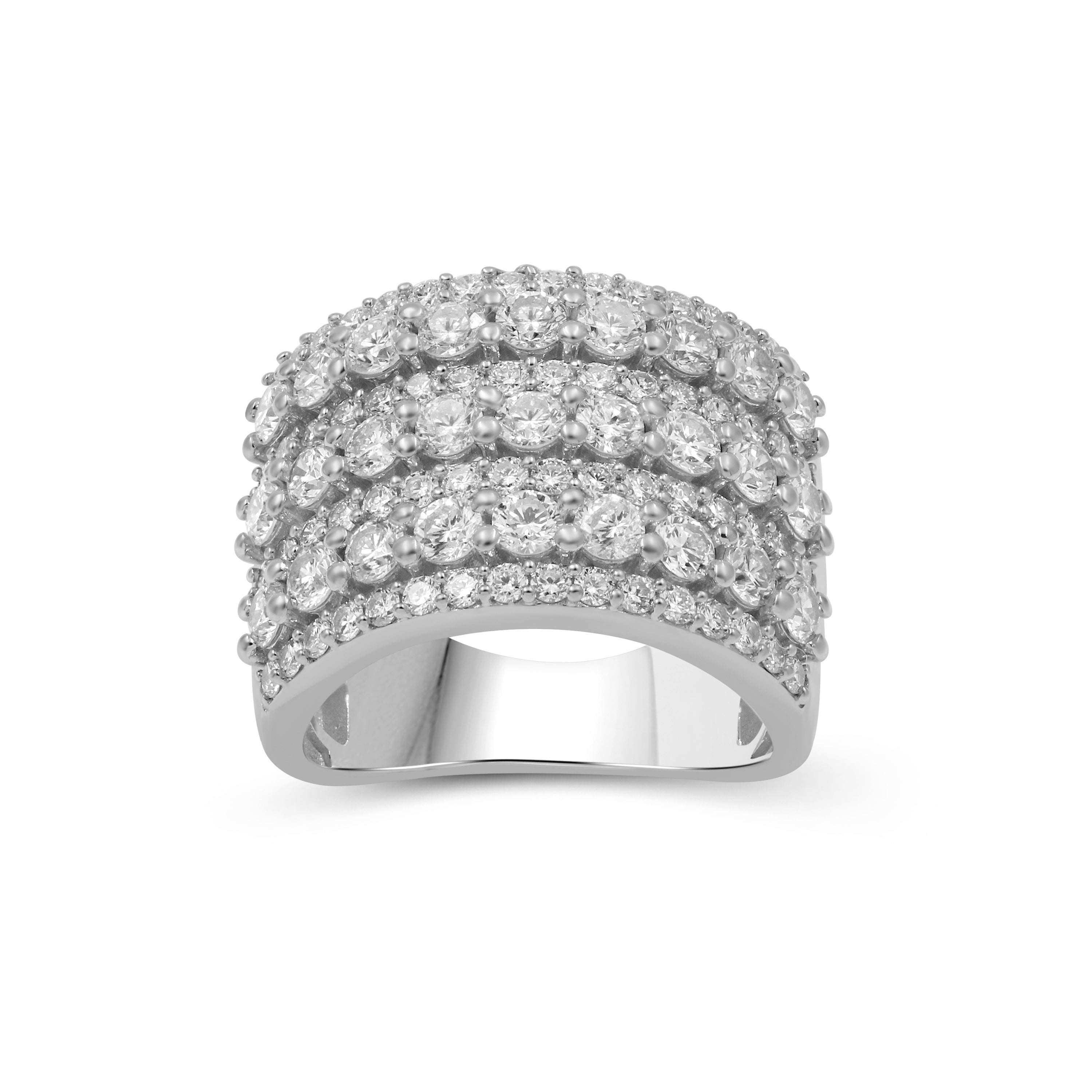 Diamonair Lab Grown Diamond (F/VS+) 3.00 carat Round cut Sterling Silver Statement Ring - Sterling Silver | Gold over Silver