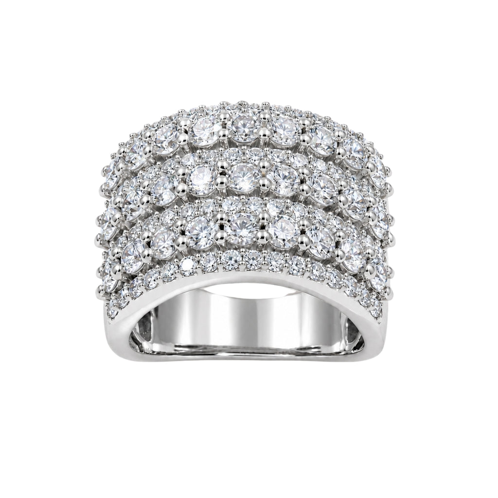 Diamonair Lab Grown Diamond (F/VS+) 3.00 carat Round cut Sterling Silver Statement Ring - Sterling Silver | Gold over Silver