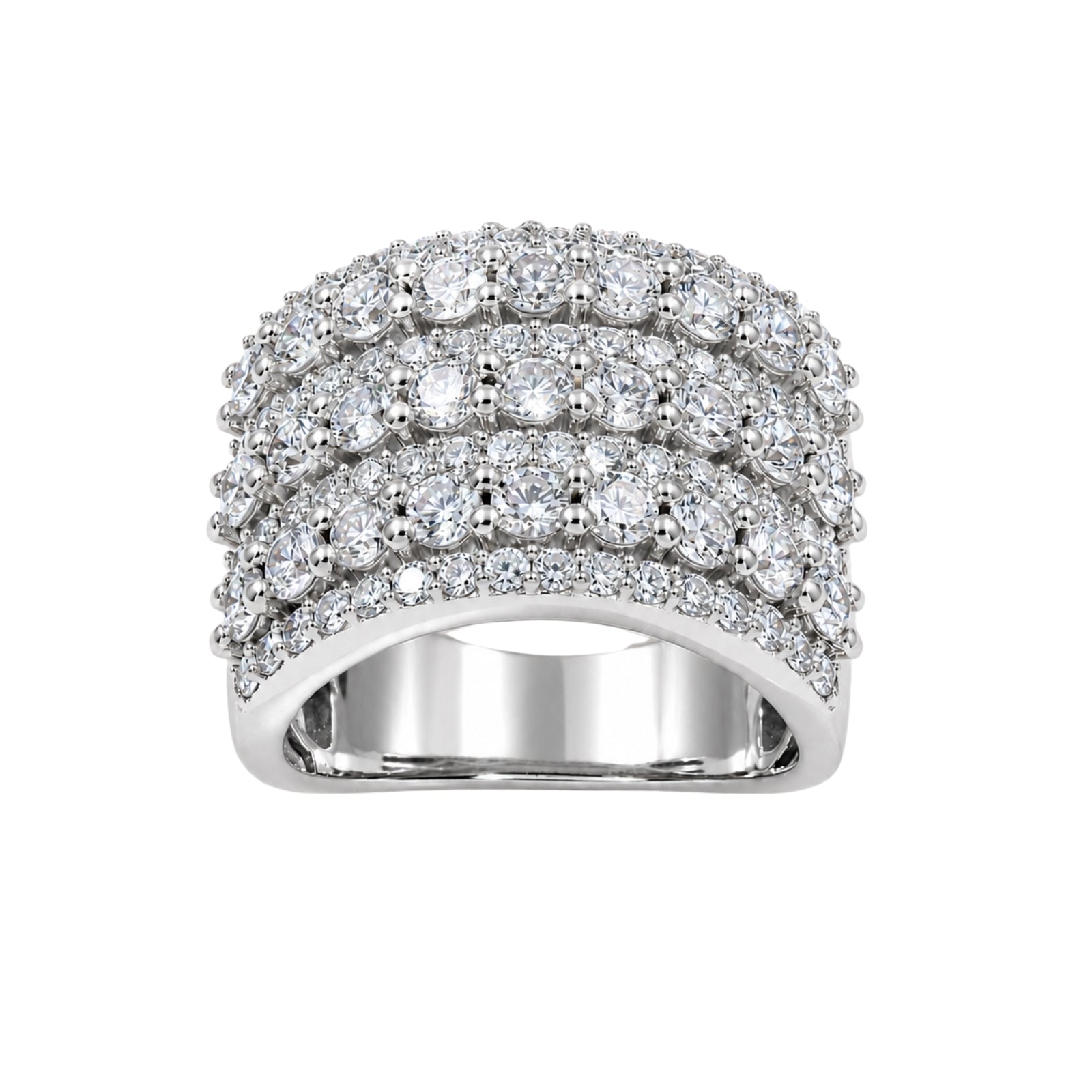 Diamonair Lab Grown Diamond (F/VS+) 3.00 carat Round cut Sterling Silver Statement Ring - Sterling Silver | Gold over Silver