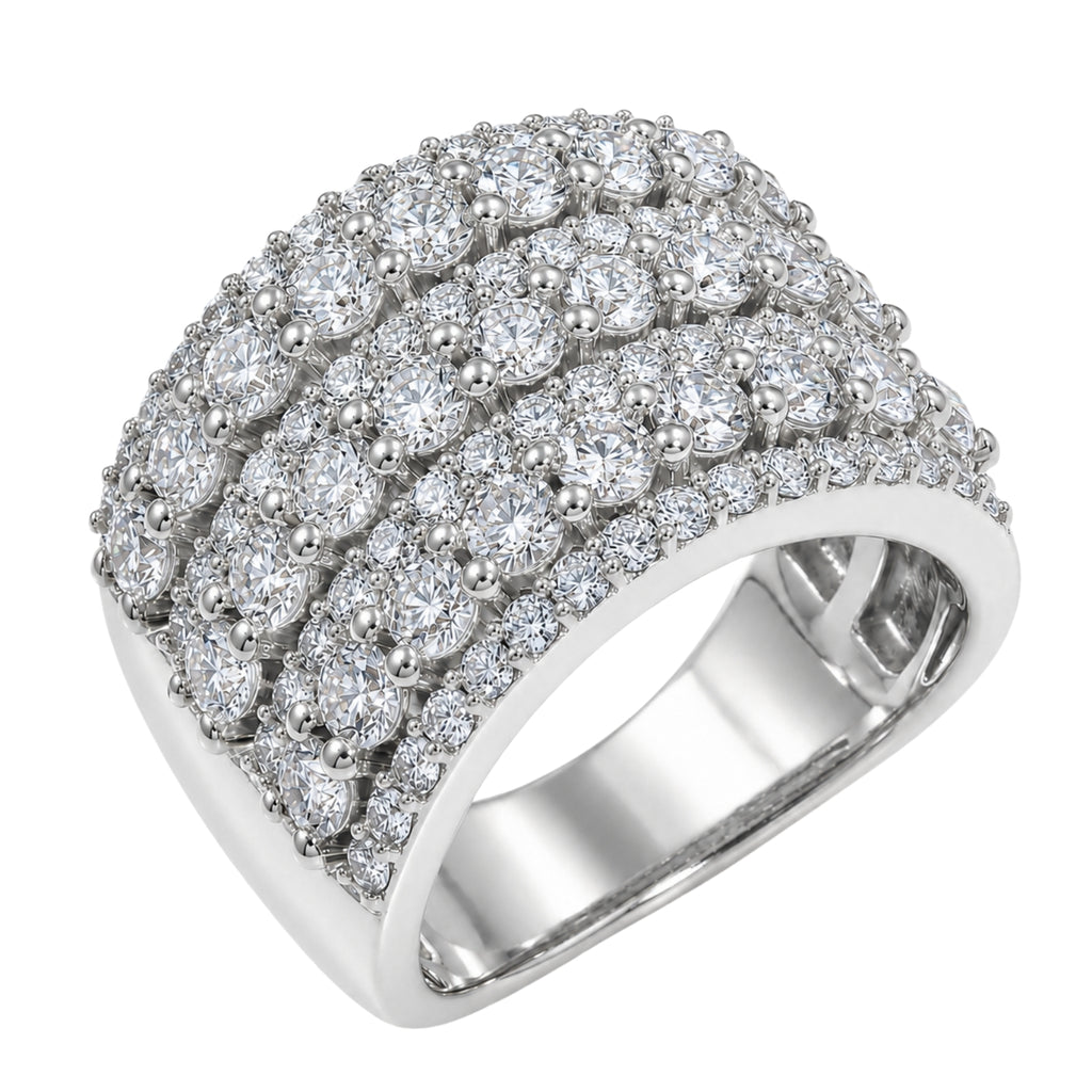 Diamonair Lab Grown Diamond (F/VS+) 3.00 carat Round cut Sterling Silver Statement Ring - Sterling Silver | Gold over Silver