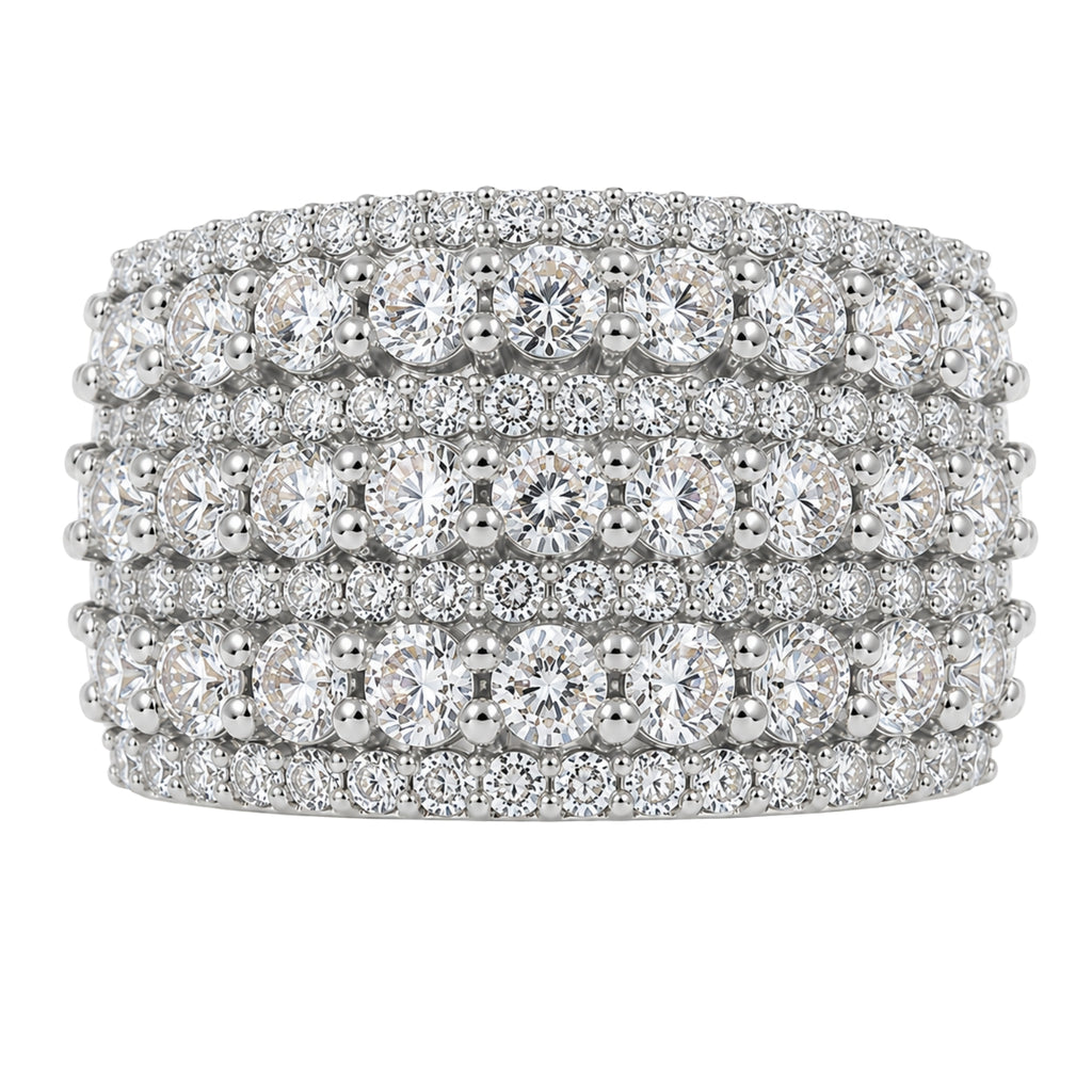 Diamonair Lab Grown Diamond (F/VS+) 3.00 carat Round cut Sterling Silver Statement Ring - Sterling Silver | Gold over Silver