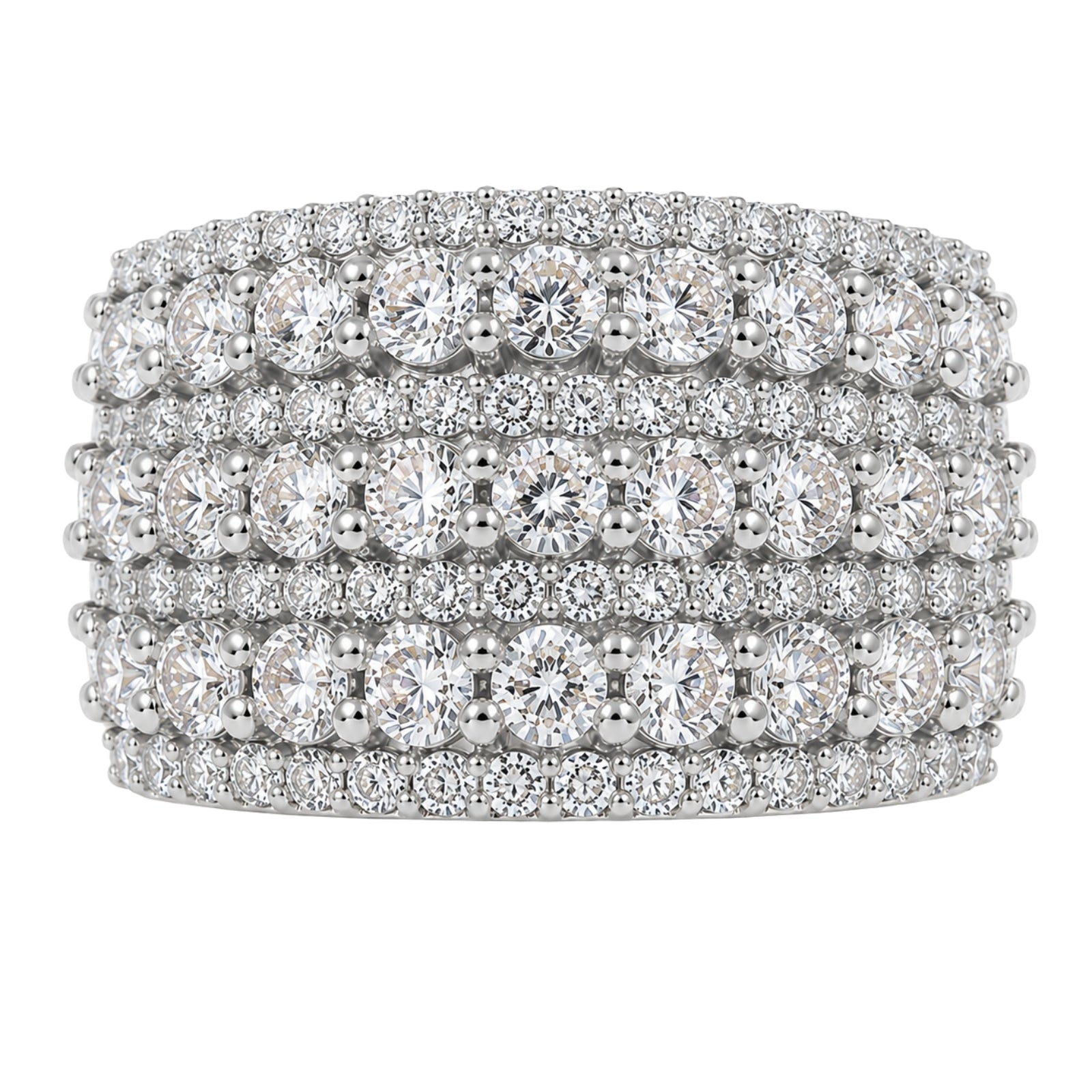 Diamonair Lab Grown Diamond (F/VS+) 3.00 carat Round cut Sterling Silver Statement Ring - Sterling Silver | Gold over Silver