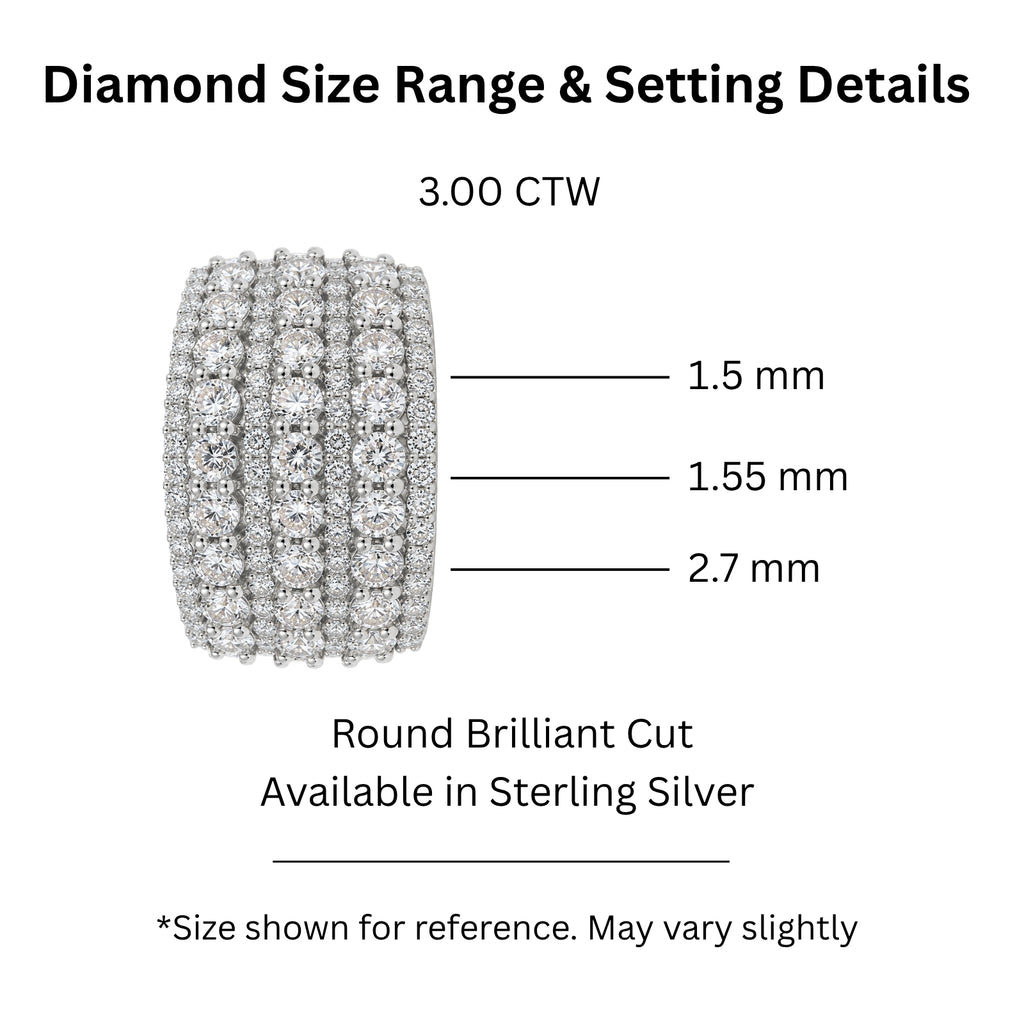 Diamonair Lab Grown Diamond (F/VS+) 3.00 carat Round cut Sterling Silver Statement Ring - Sterling Silver | Gold over Silver