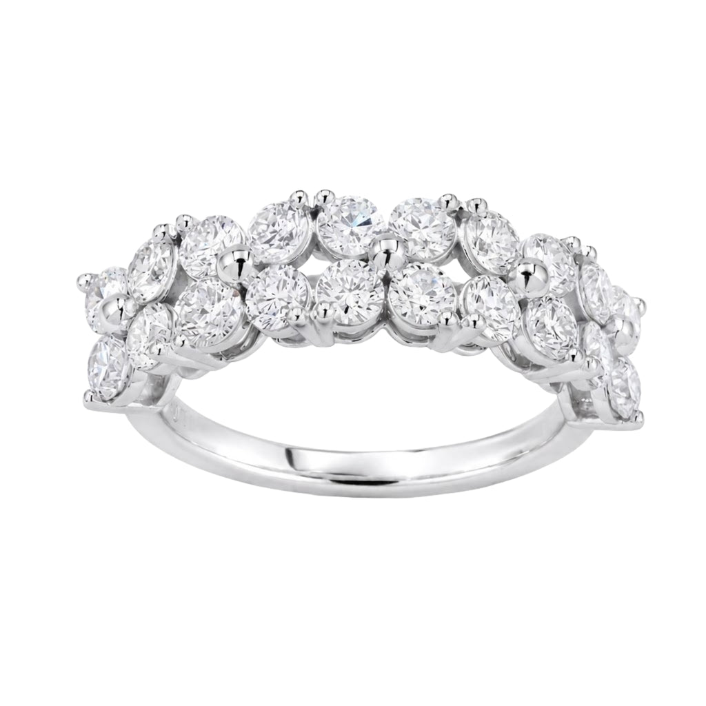 Diamonair Lab Grown Diamond (F/VS+) 2.00 carat Round cut Sterling Silver Ring - Sterling Silver | Gold over Silver