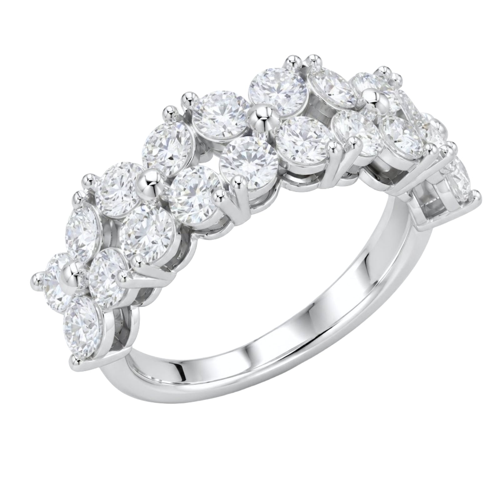 Diamonair Lab Grown Diamond (F/VS+) 2.00 carat Round cut Sterling Silver Ring - Sterling Silver | Gold over Silver