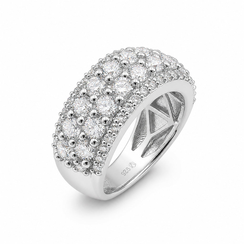Diamonair Lab Grown Diamond (F/VS+) 3.00 carat Round cut Sterling Silver Statement Ring - Sterling Silver | Gold over Silver