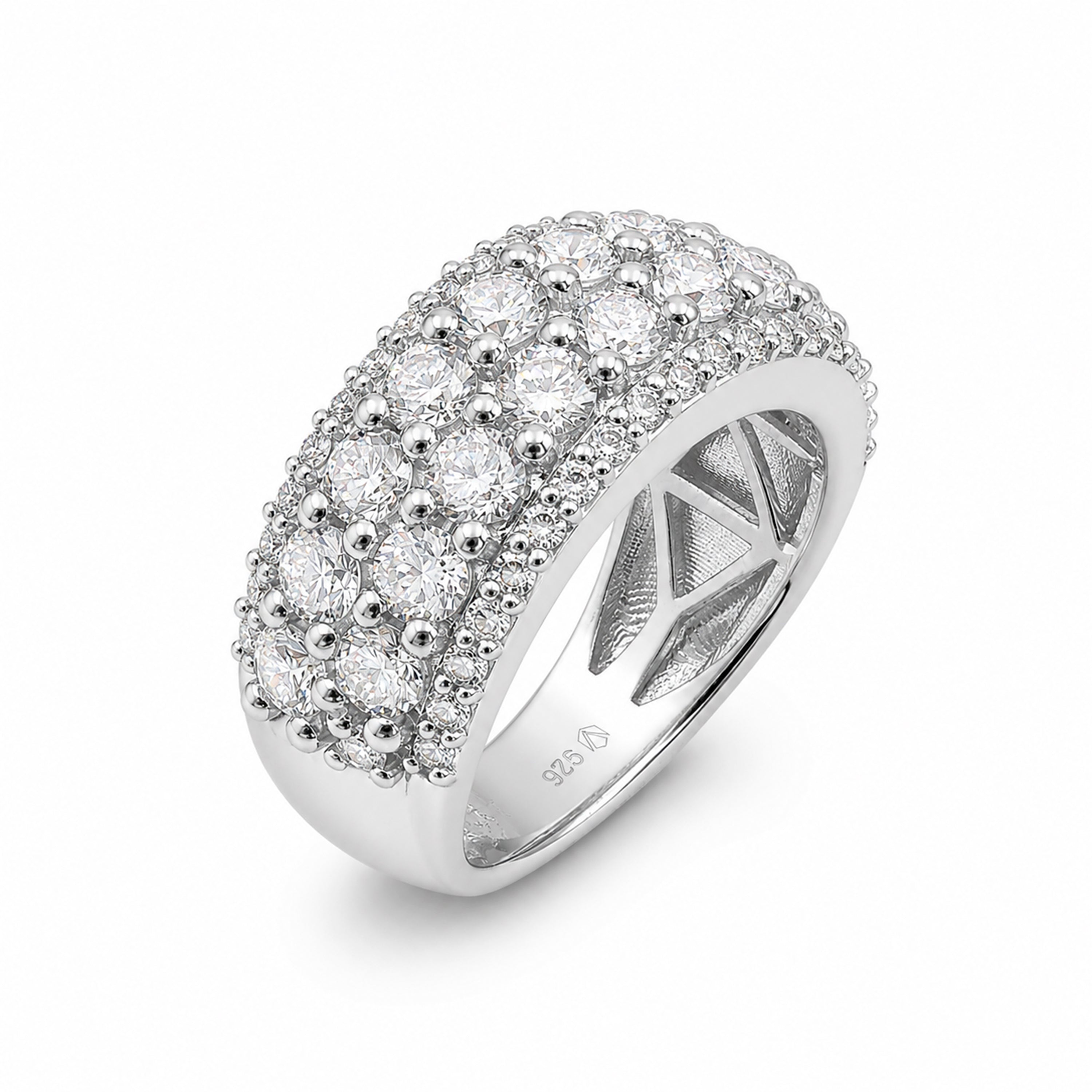 Diamonair Lab Grown Diamond (F/VS+) 3.00 carat Round cut Sterling Silver Statement Ring - Sterling Silver | Gold over Silver