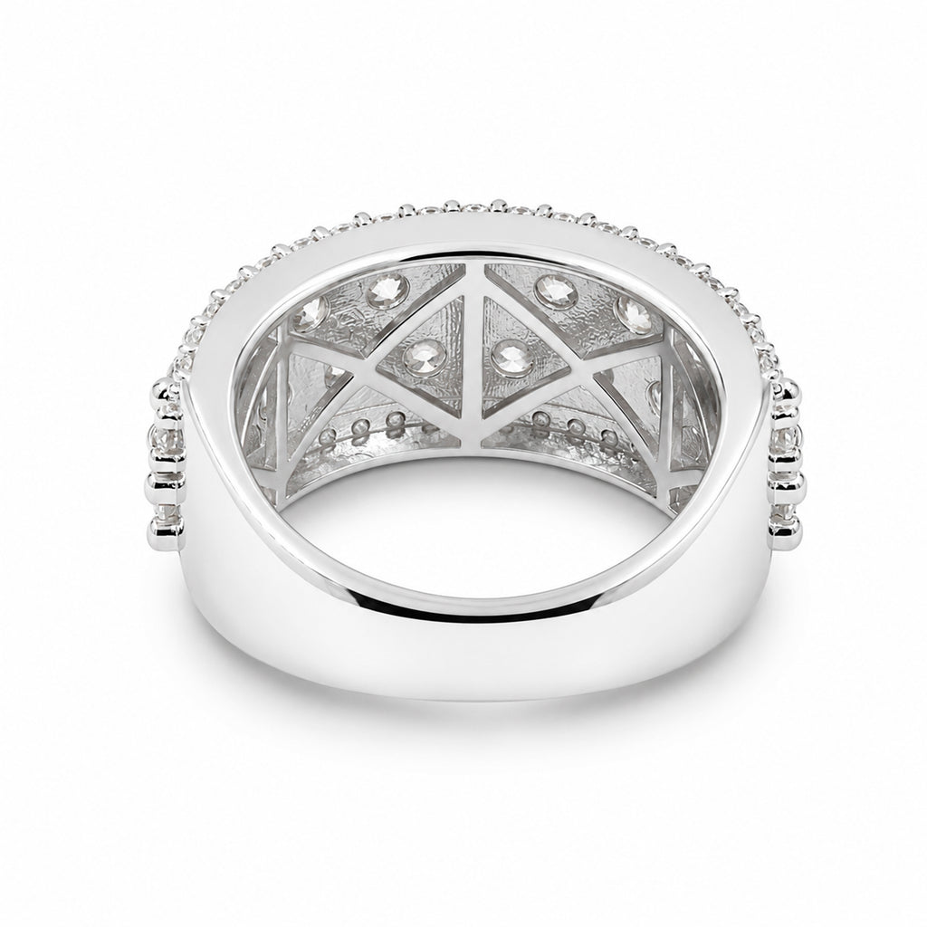 Diamonair Lab Grown Diamond (F/VS+) 3.00 carat Round cut Sterling Silver Statement Ring - Sterling Silver | Gold over Silver
