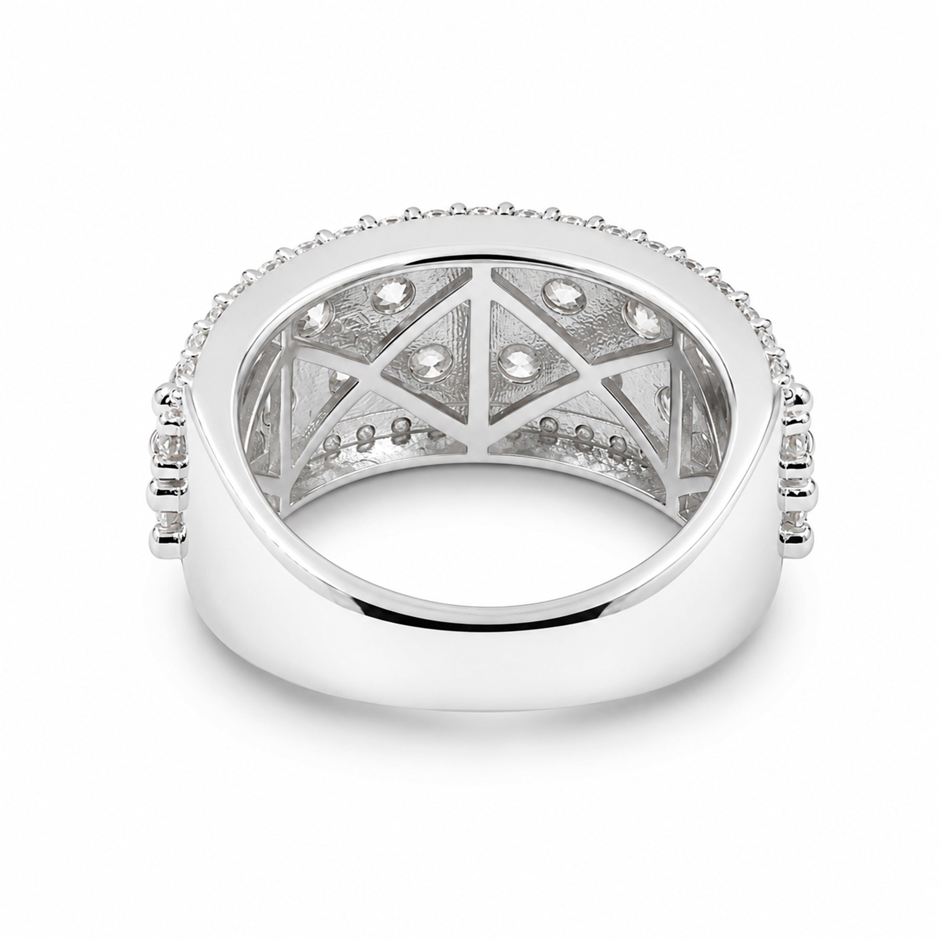 Diamonair Lab Grown Diamond (F/VS+) 3.00 carat Round cut Sterling Silver Statement Ring - Sterling Silver | Gold over Silver