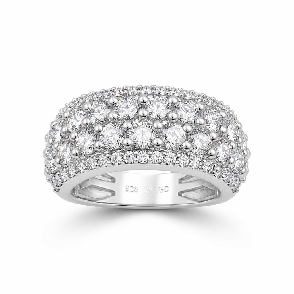Diamonair Lab Grown Diamond (F/VS+) 3.00 carat Round cut Sterling Silver Statement Ring - Sterling Silver | Gold over Silver