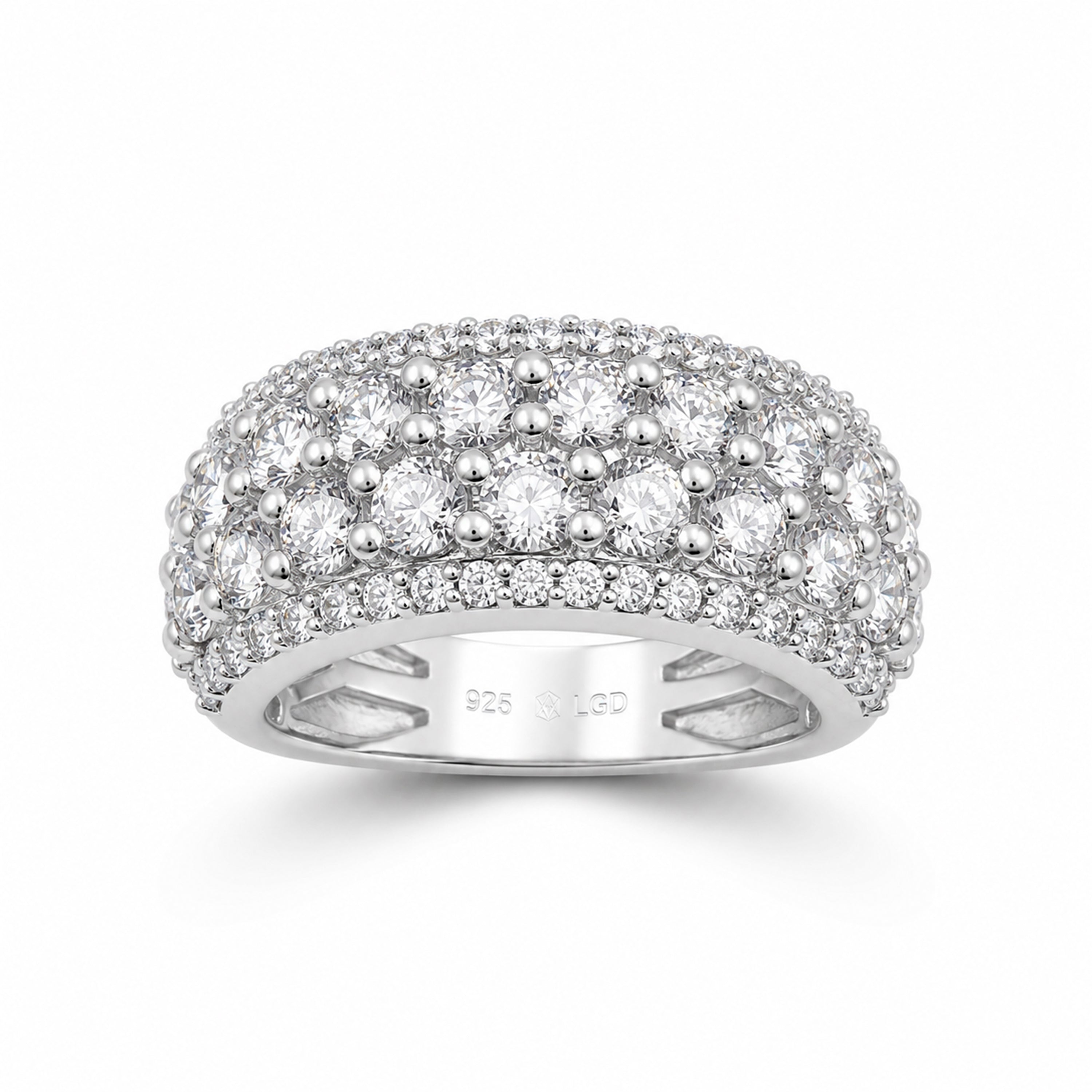 Diamonair Lab Grown Diamond (F/VS+) 3.00 carat Round cut Sterling Silver Statement Ring - Sterling Silver | Gold over Silver
