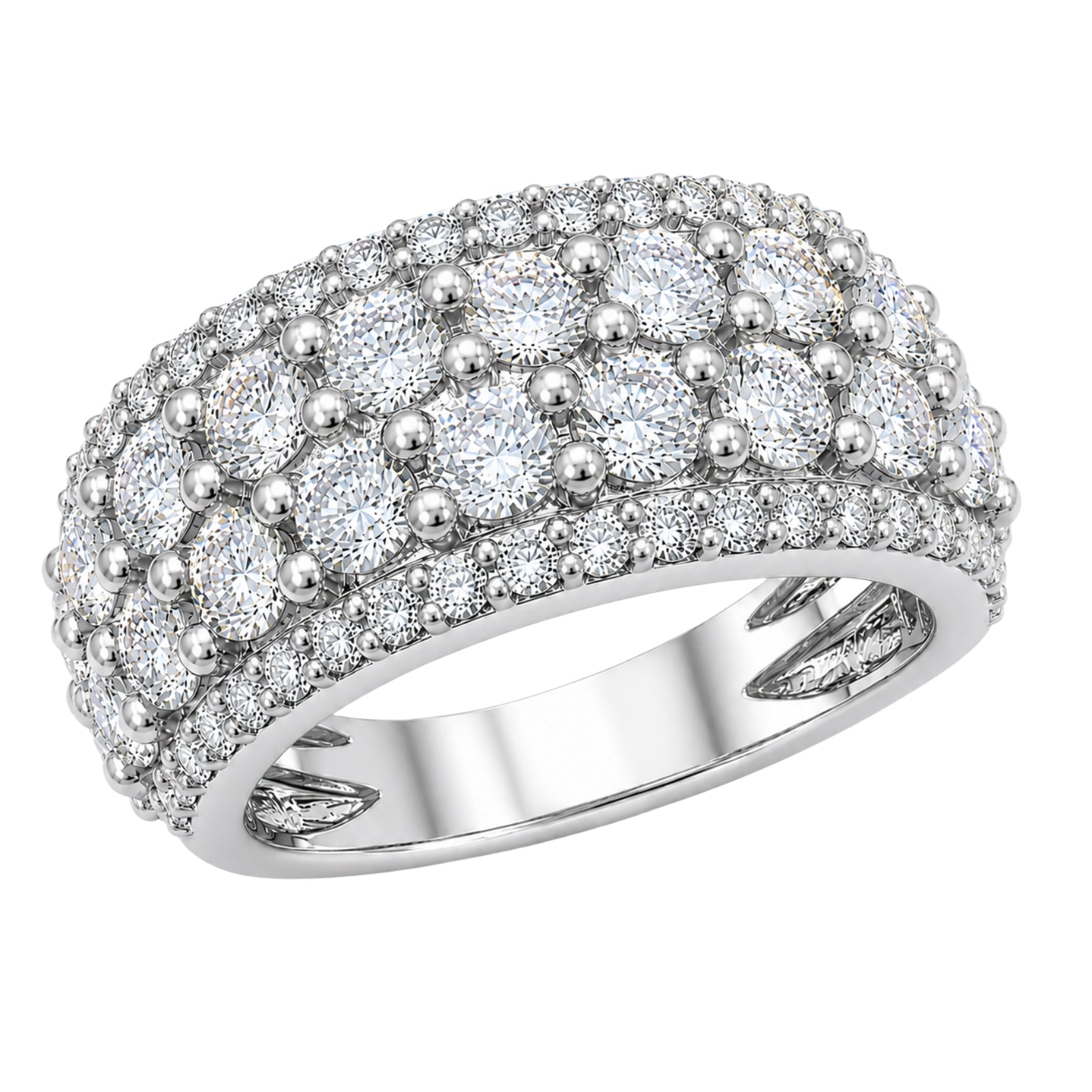 Diamonair Lab Grown Diamond (F/VS+) 3.00 carat Round cut Sterling Silver Statement Ring - Sterling Silver | Gold over Silver