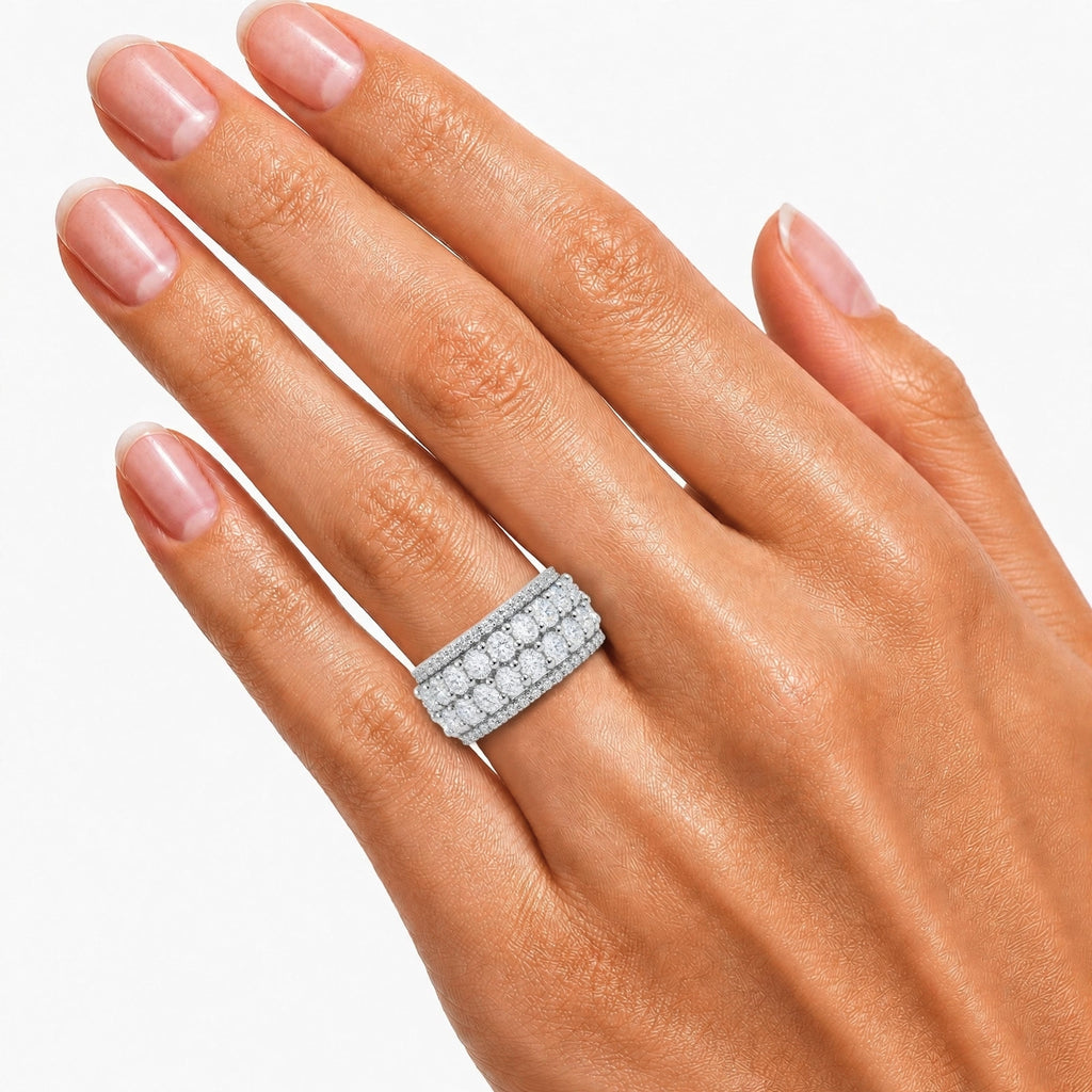 Diamonair Lab Grown Diamond (F/VS+) 3.00 carat Round cut Sterling Silver Statement Ring - Sterling Silver | Gold over Silver