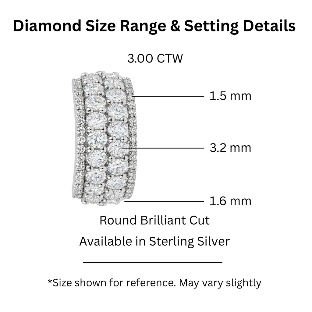 Diamonair Lab Grown Diamond (F/VS+) 3.00 carat Round cut Sterling Silver Statement Ring - Sterling Silver | Gold over Silver
