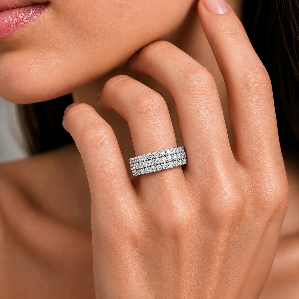 Diamonair Lab-Grown Diamond Ring for Women | Sterling Silver | Round Cut | Prong | F Color, VS+ Clarity | 1.00 Total Carat Weight | Anniversary, Wedding, Birthday Gift