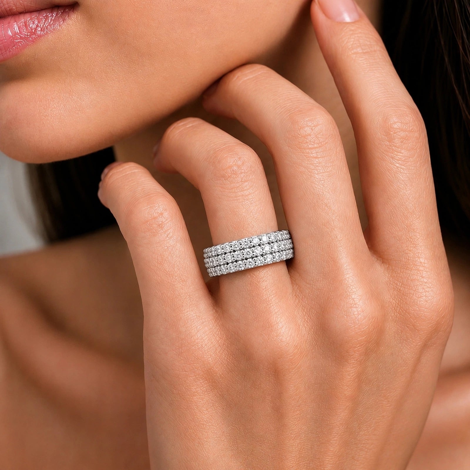 Diamonair Lab-Grown Diamond Ring for Women | Sterling Silver | Round Cut | Prong | F Color, VS+ Clarity | 1.00 Total Carat Weight | Anniversary, Wedding, Birthday Gift