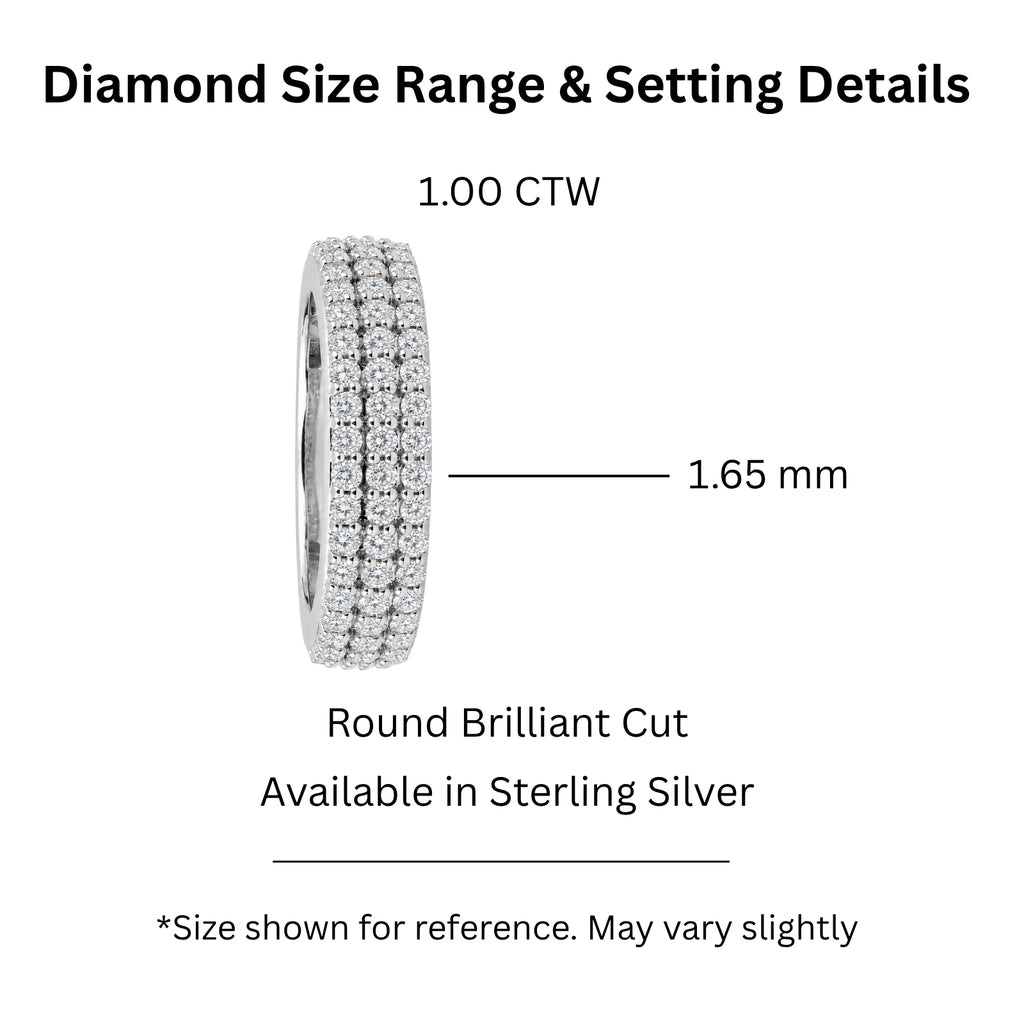 Diamonair Lab-Grown Diamond Ring for Women | Sterling Silver | Round Cut | Prong | F Color, VS+ Clarity | 1.00 Total Carat Weight | Anniversary, Wedding, Birthday Gift
