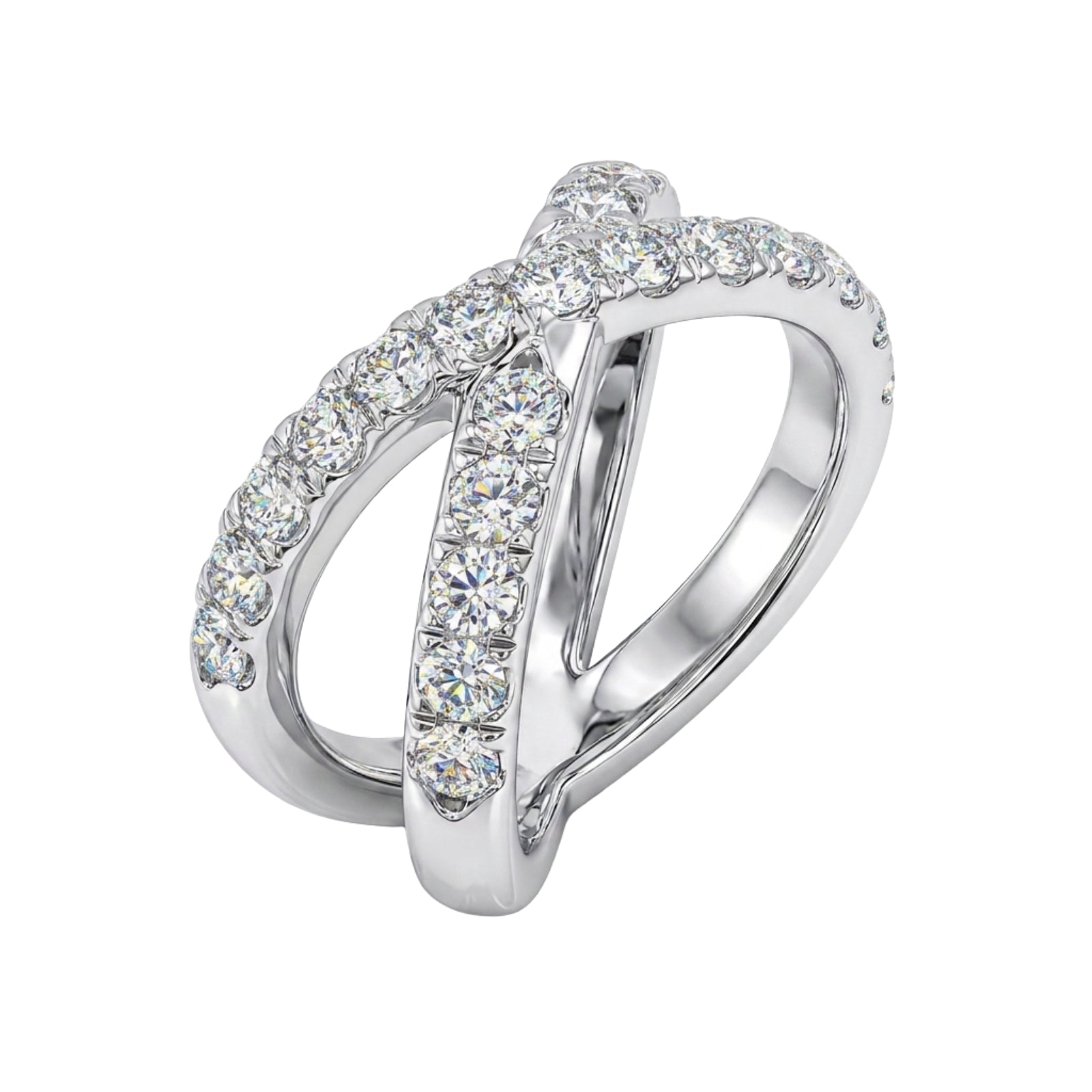 Diamonair Lab Grown Diamond (F/VS+) 2.00 carat Round cut Sterling Silver Ring - Sterling Silver