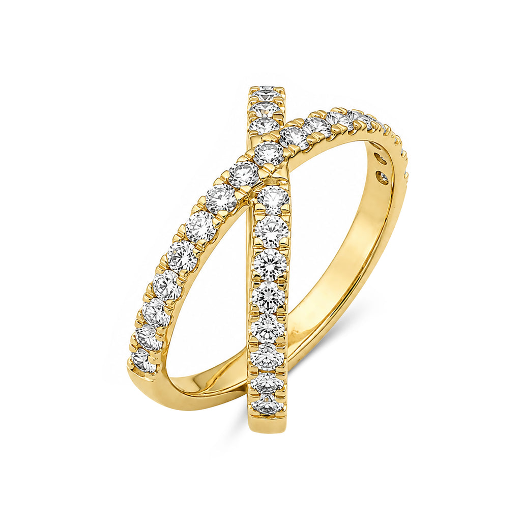 Diamonair Lab Grown Diamond (F/VS+) 1.00 carat Round cut Sterling Silver Ring - Sterling Silver | Gold over Silver