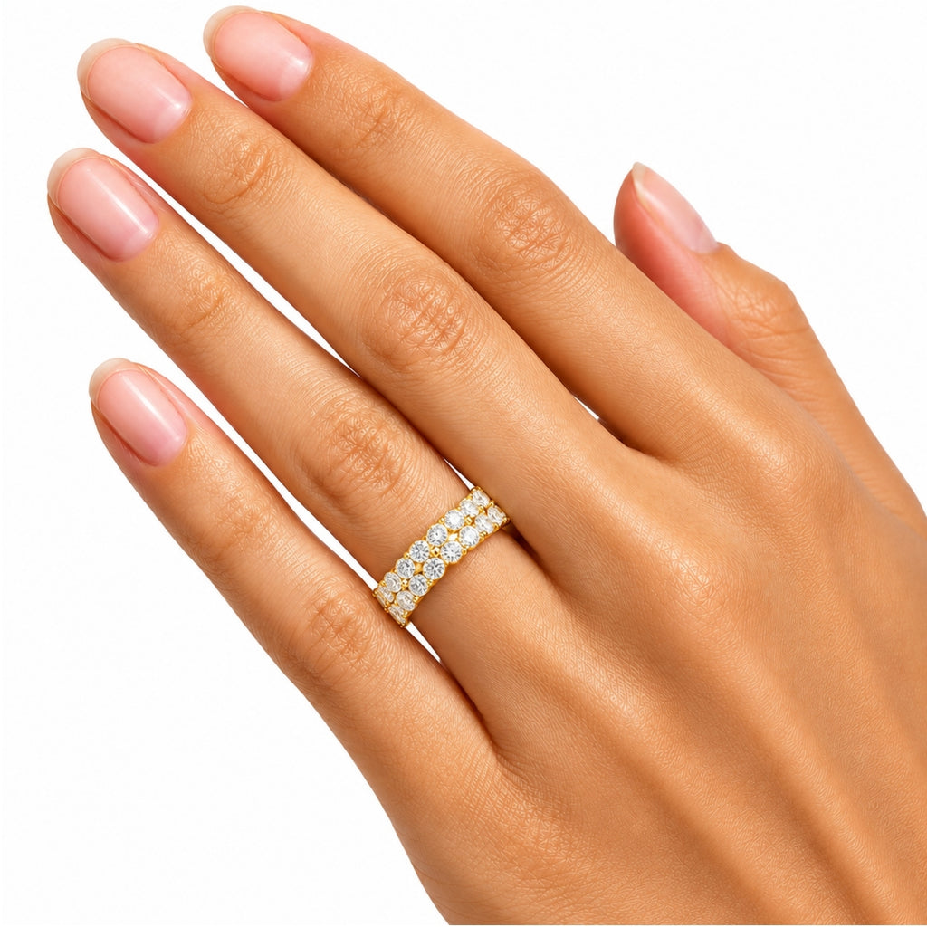 Diamonair Lab Grown Diamond (F/VS+) 2.00 carat Round cut Sterling Silver Ring - Sterling Silver | Gold over Silver
